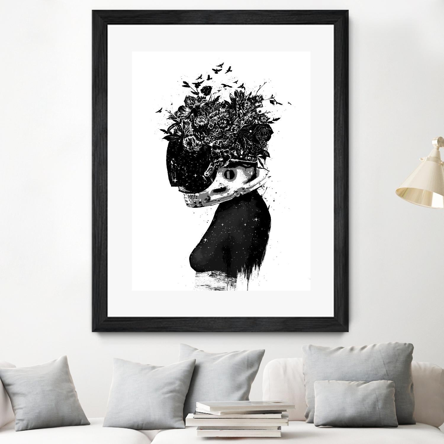 Hybrid Girl by Balazs Solti on GIANT ART - black,white contemporary, figurative, urban/pop surrealism, flowers, silhouettes