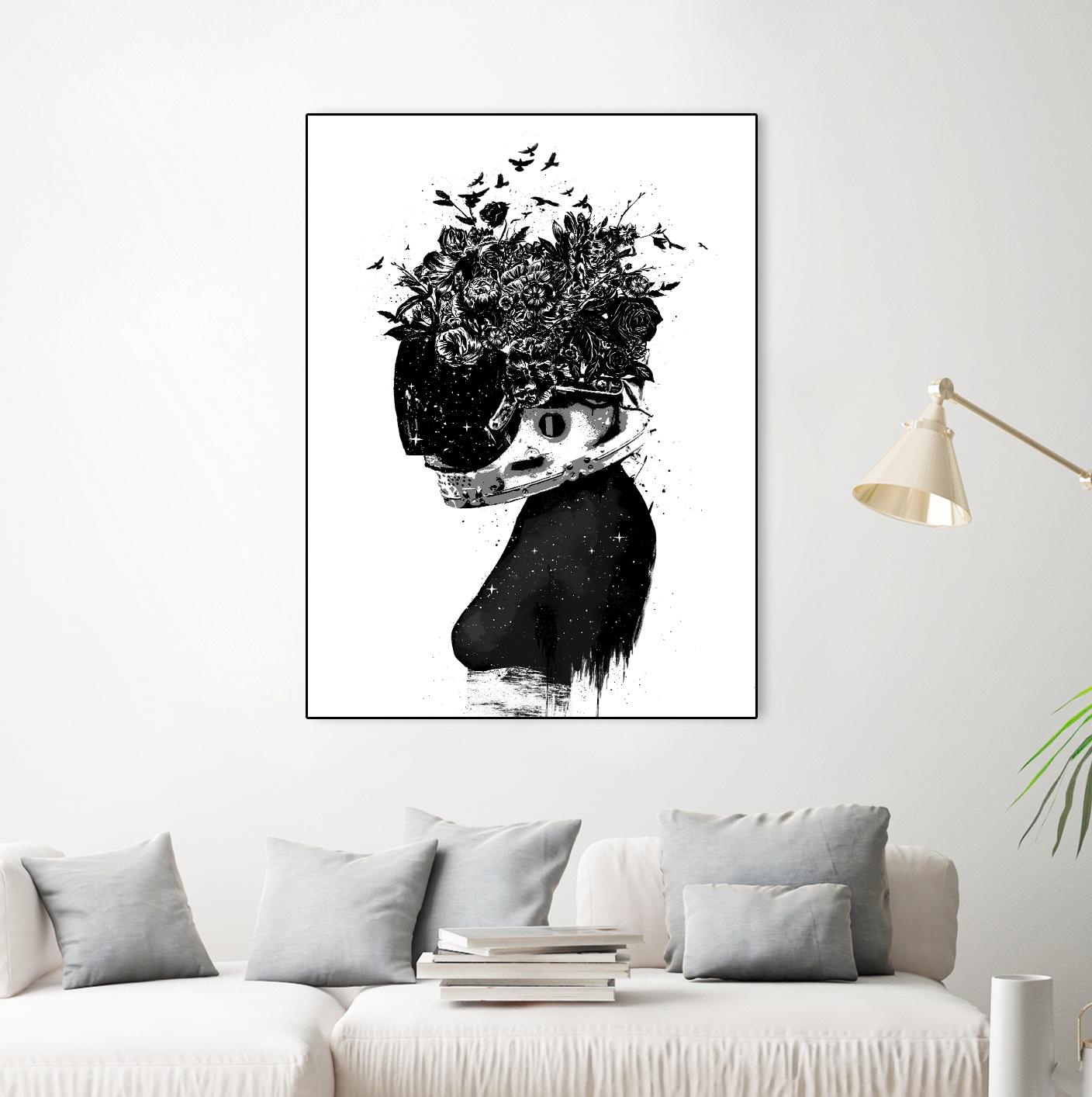 Hybrid Girl by Balazs Solti on GIANT ART - black,white contemporary, figurative, urban/pop surrealism, flowers, silhouettes
