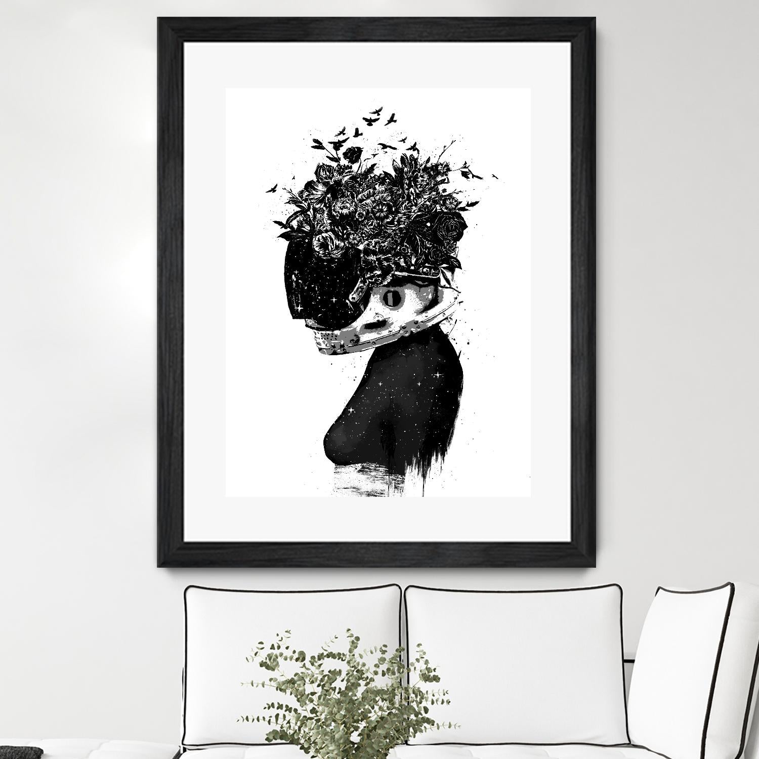 Hybrid Girl by Balazs Solti on GIANT ART - black,white contemporary, figurative, urban/pop surrealism, flowers, silhouettes