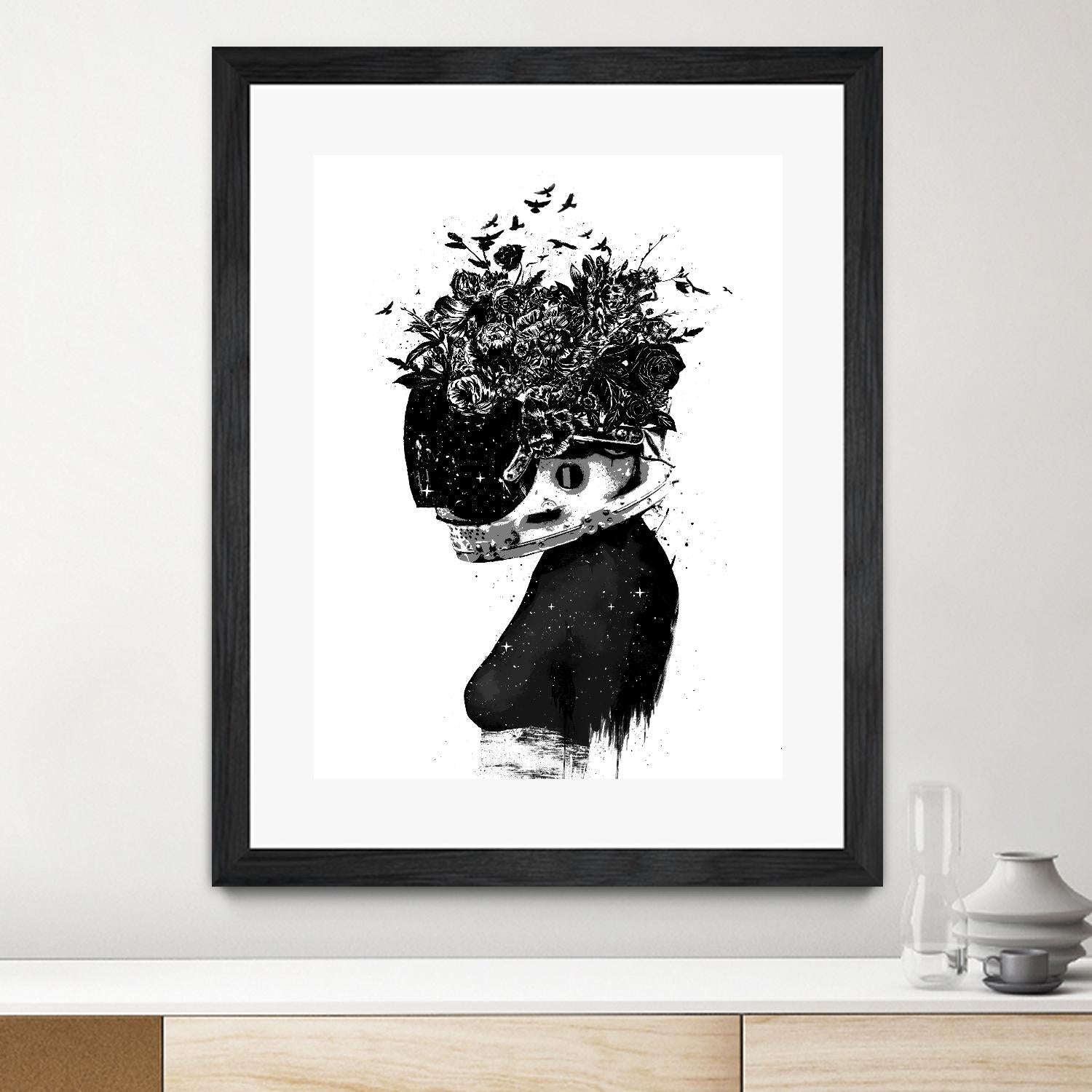 Hybrid Girl by Balazs Solti on GIANT ART - black,white contemporary, figurative, urban/pop surrealism, flowers, silhouettes