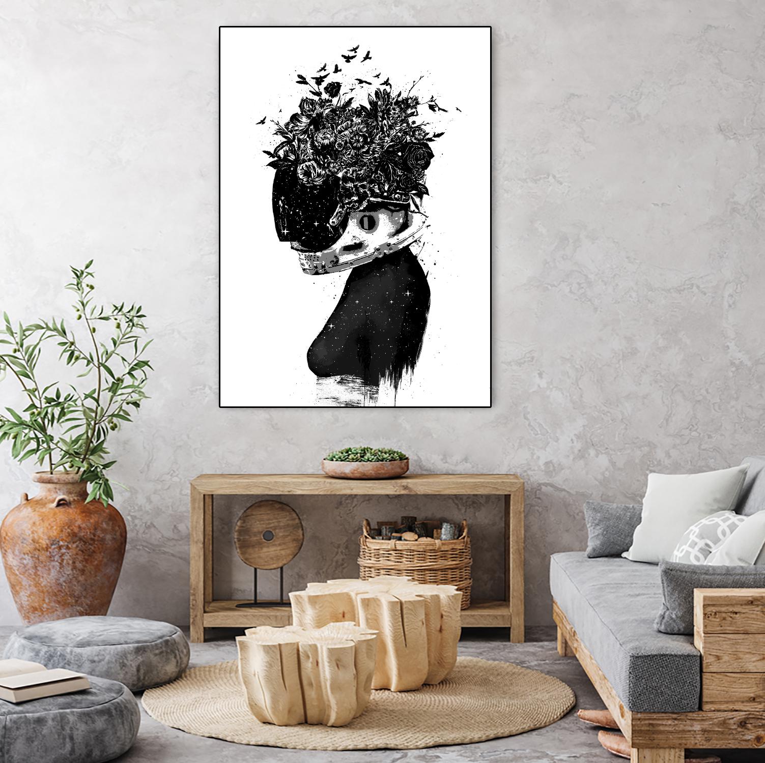 Hybrid Girl by Balazs Solti on GIANT ART - black,white contemporary, figurative, urban/pop surrealism, flowers, silhouettes