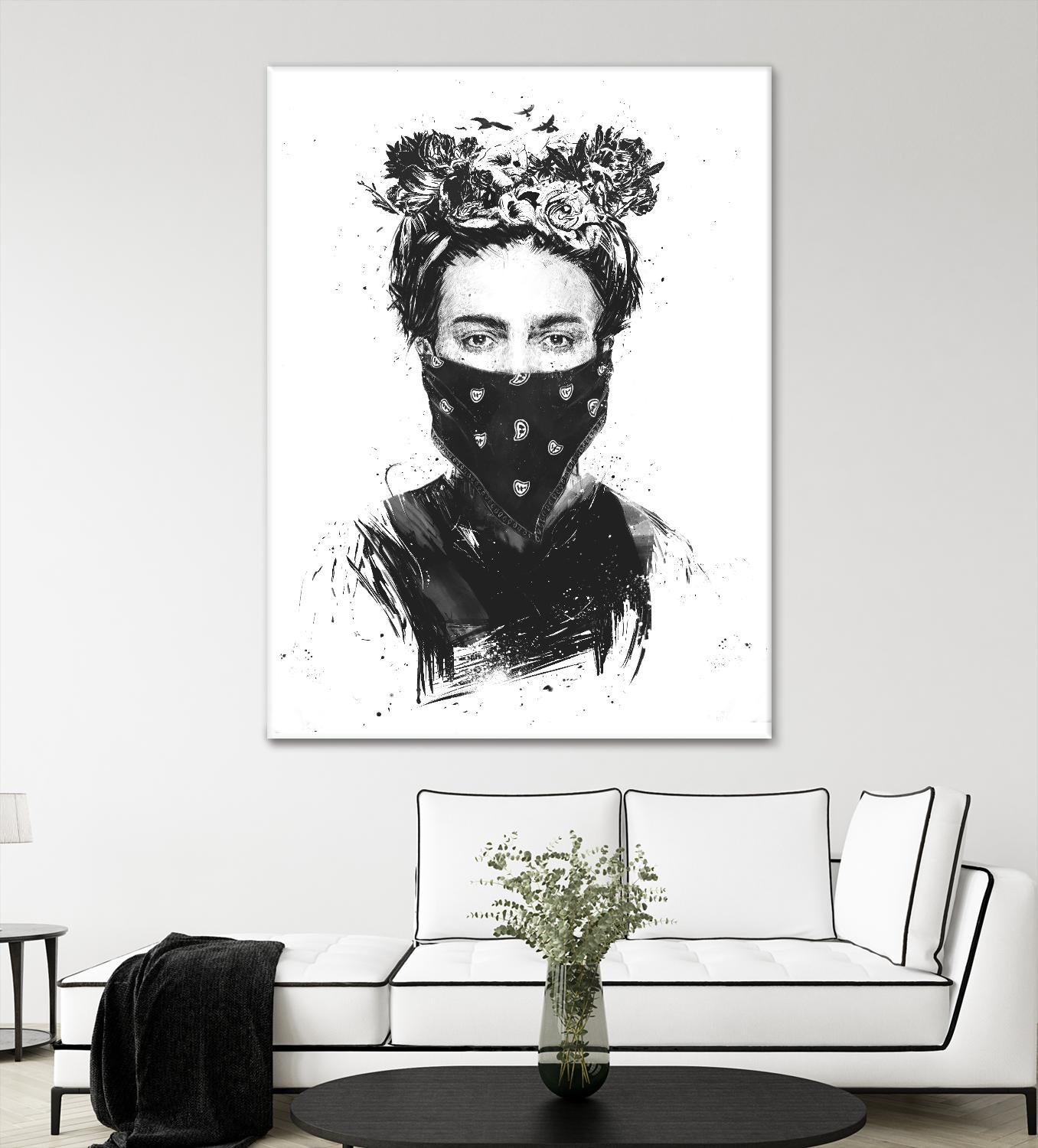 Rebel Girl by Balazs Solti on GIANT ART - black,white contemporary, figurative, urban/pop surrealism, flowers, illustration
