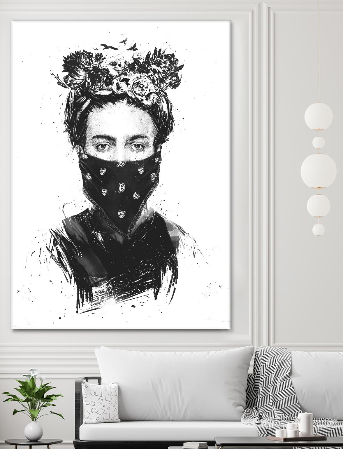 Rebel Girl by Balazs Solti on GIANT ART - black,white contemporary, figurative, urban/pop surrealism, flowers, illustration