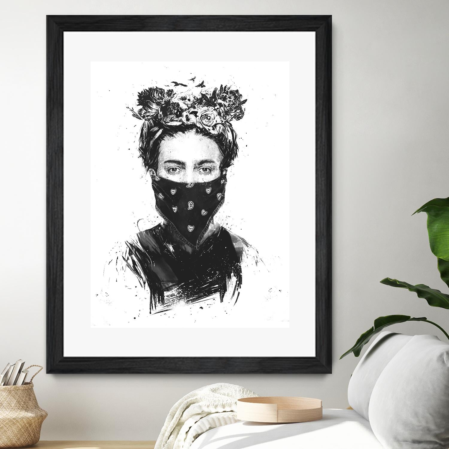 Rebel Girl by Balazs Solti on GIANT ART - black,white contemporary, figurative, urban/pop surrealism, flowers, illustration