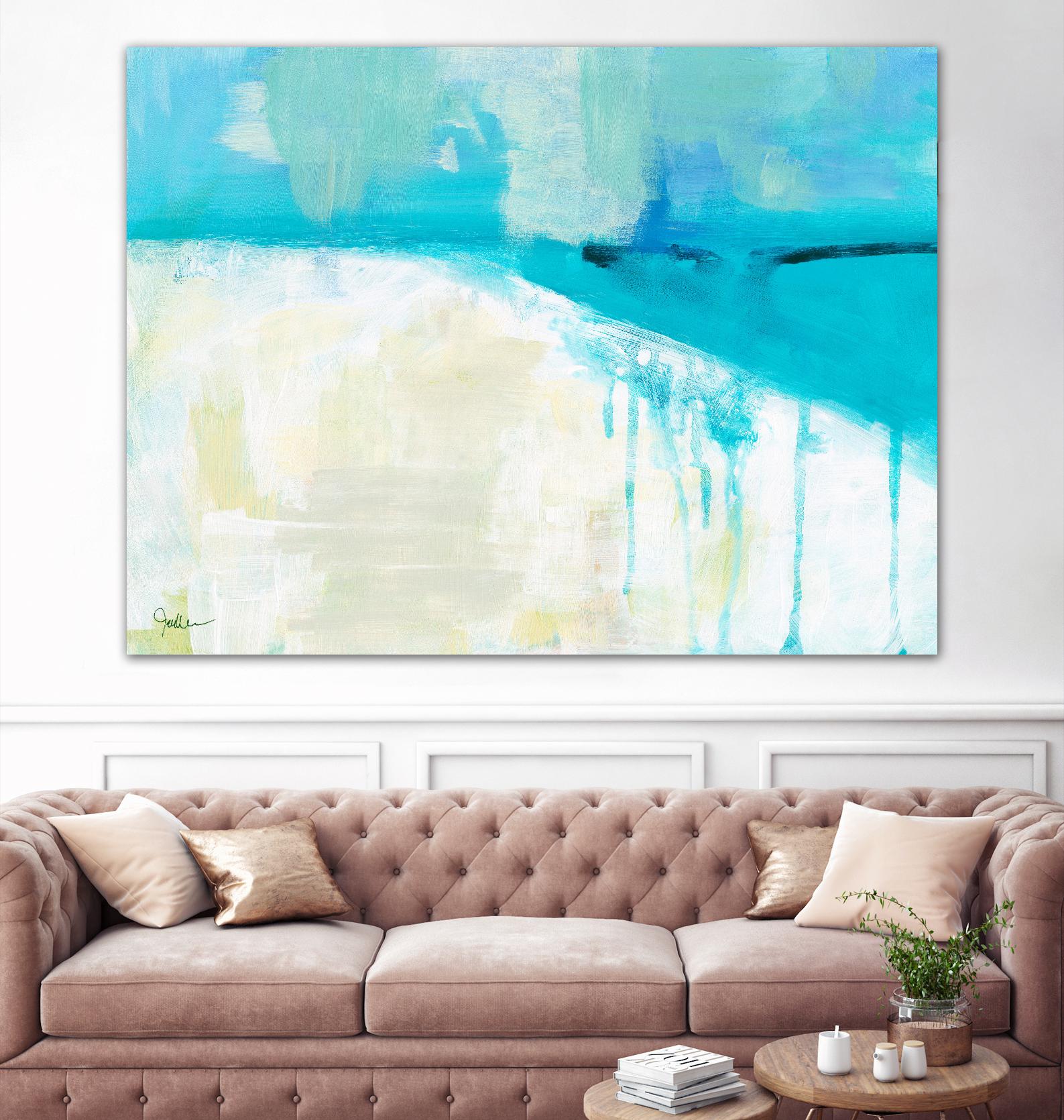 Coastal Blues I by Jan Weiss on GIANT ART - beige abstract