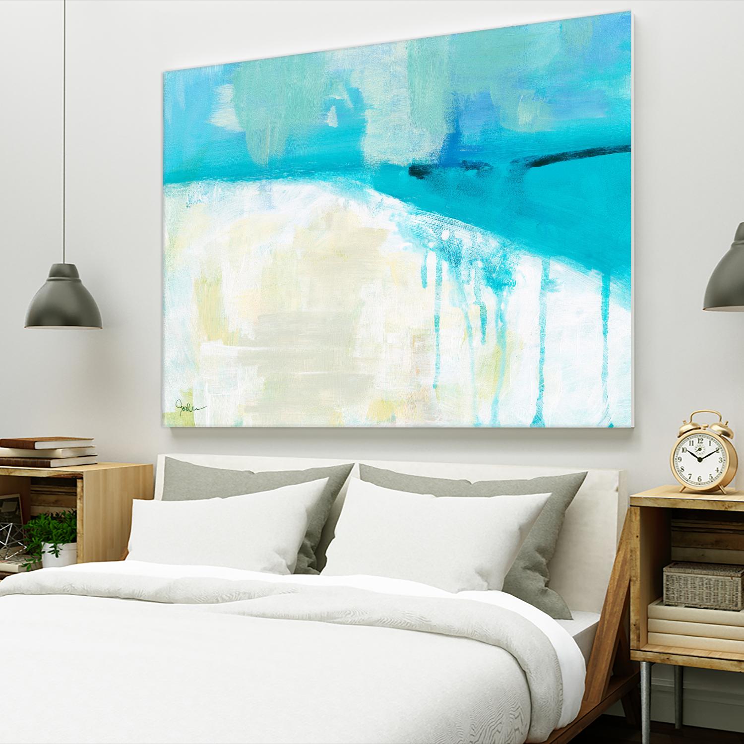 Coastal Blues I by Jan Weiss on GIANT ART - beige abstract