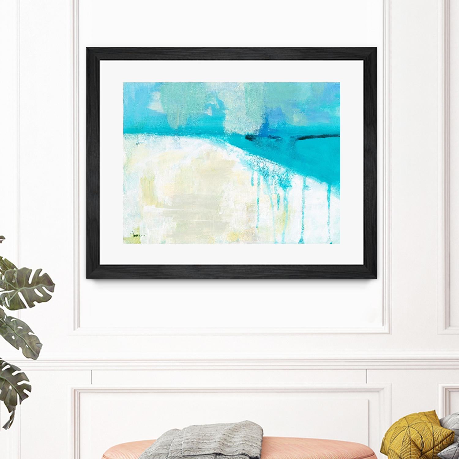 Coastal Blues I by Jan Weiss on GIANT ART - beige abstract