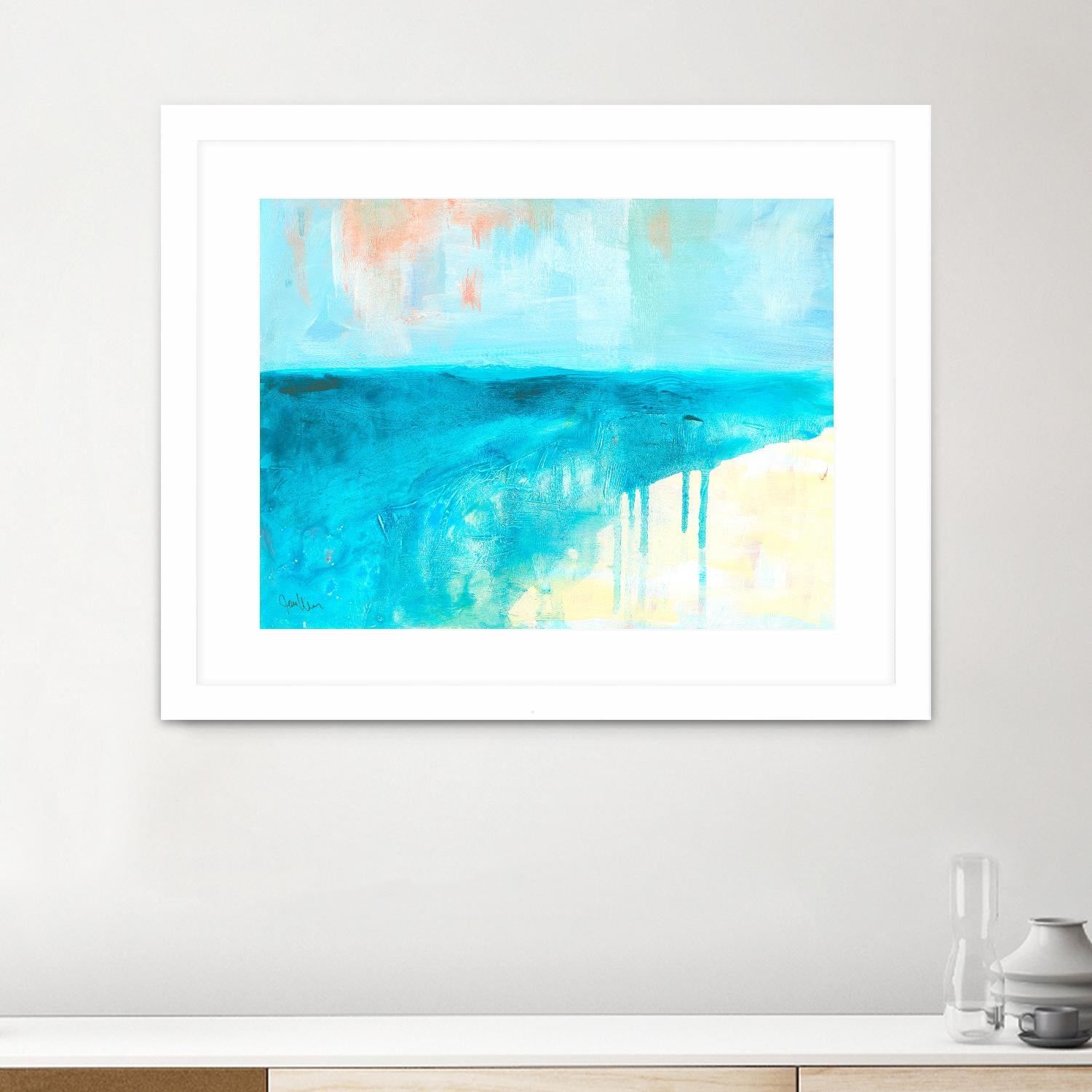 Coastal Blues 2 by Jan Weiss on GIANT ART - beige abstract