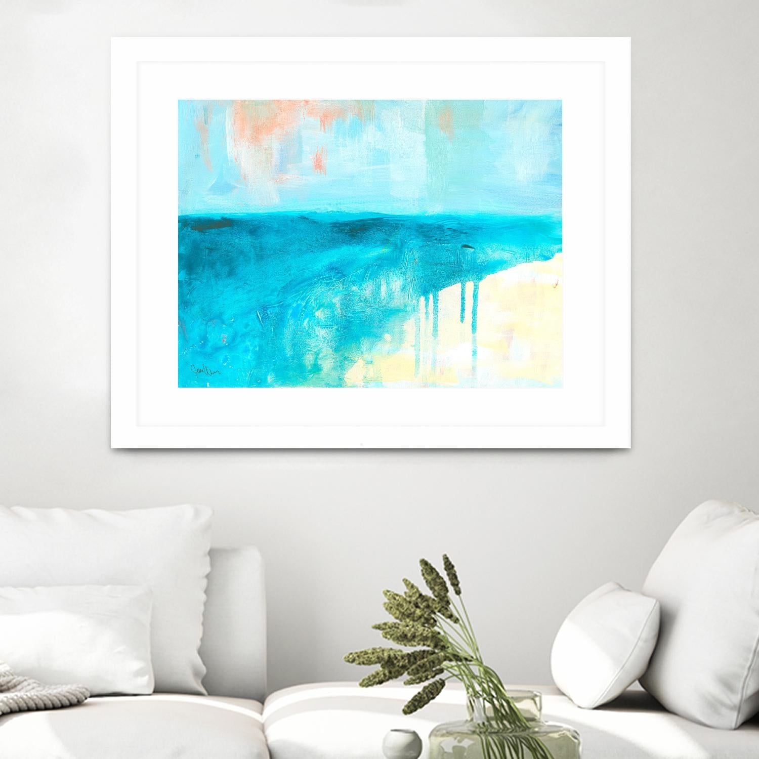 Coastal Blues 2 by Jan Weiss on GIANT ART - beige abstract