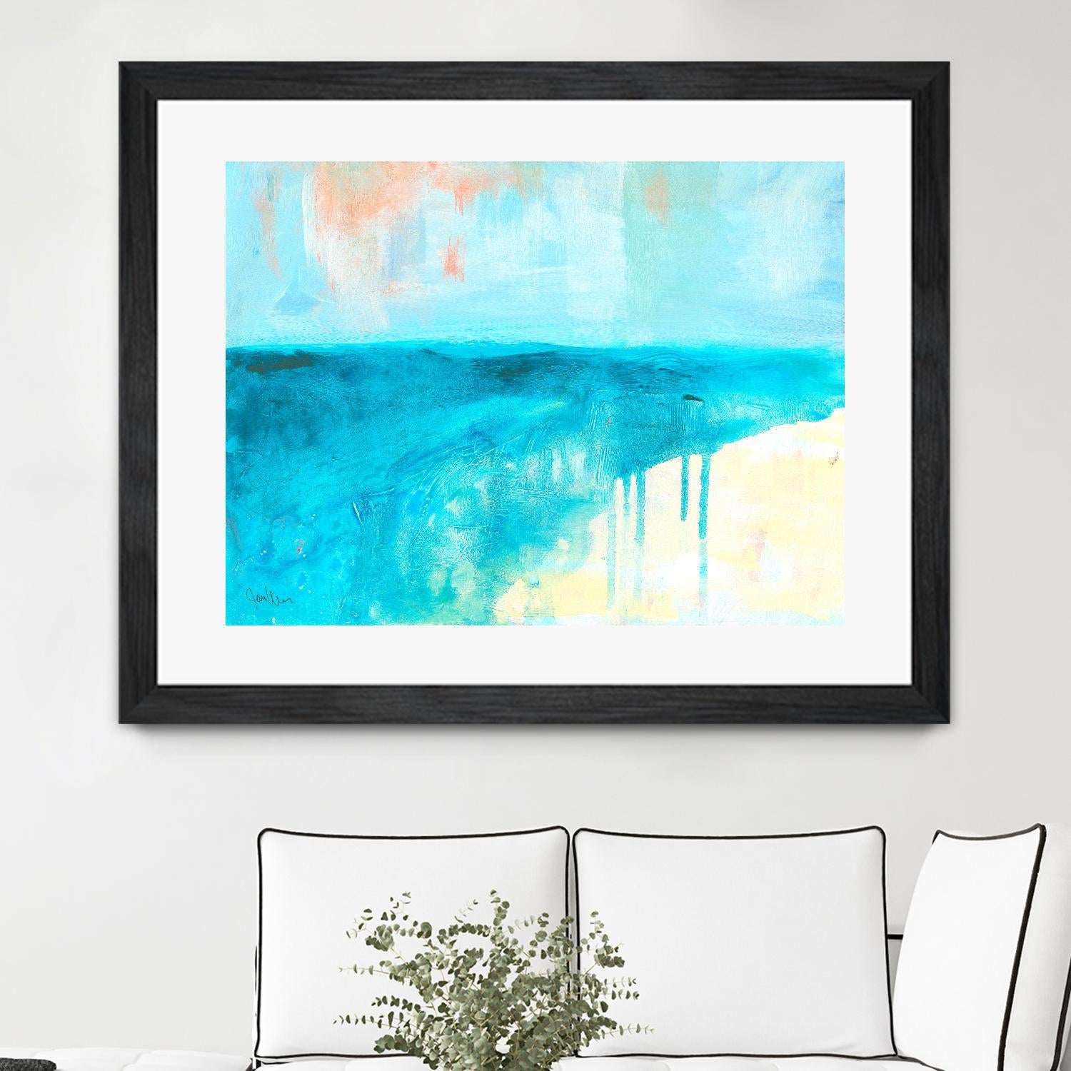 Coastal Blues 2 by Jan Weiss on GIANT ART - beige abstract
