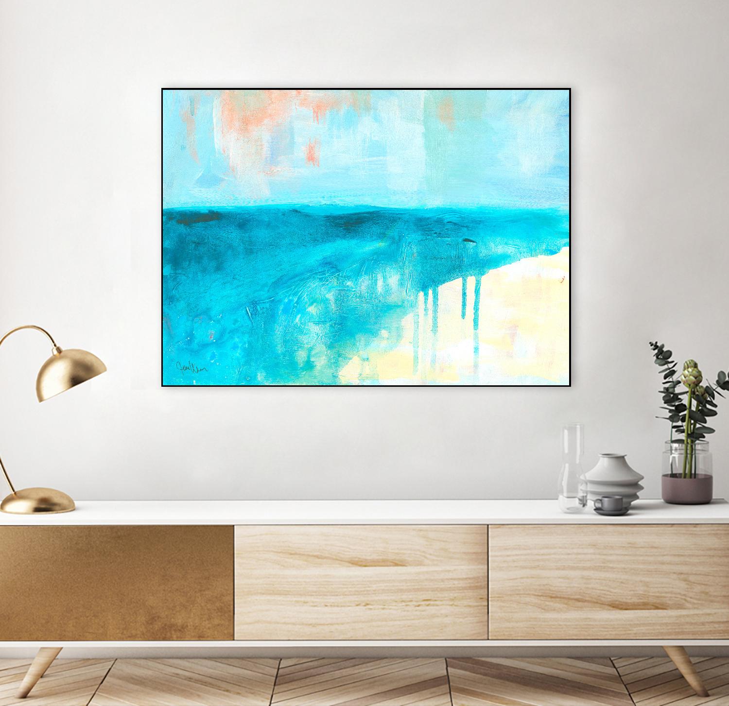 Coastal Blues 2 by Jan Weiss on GIANT ART - beige abstract