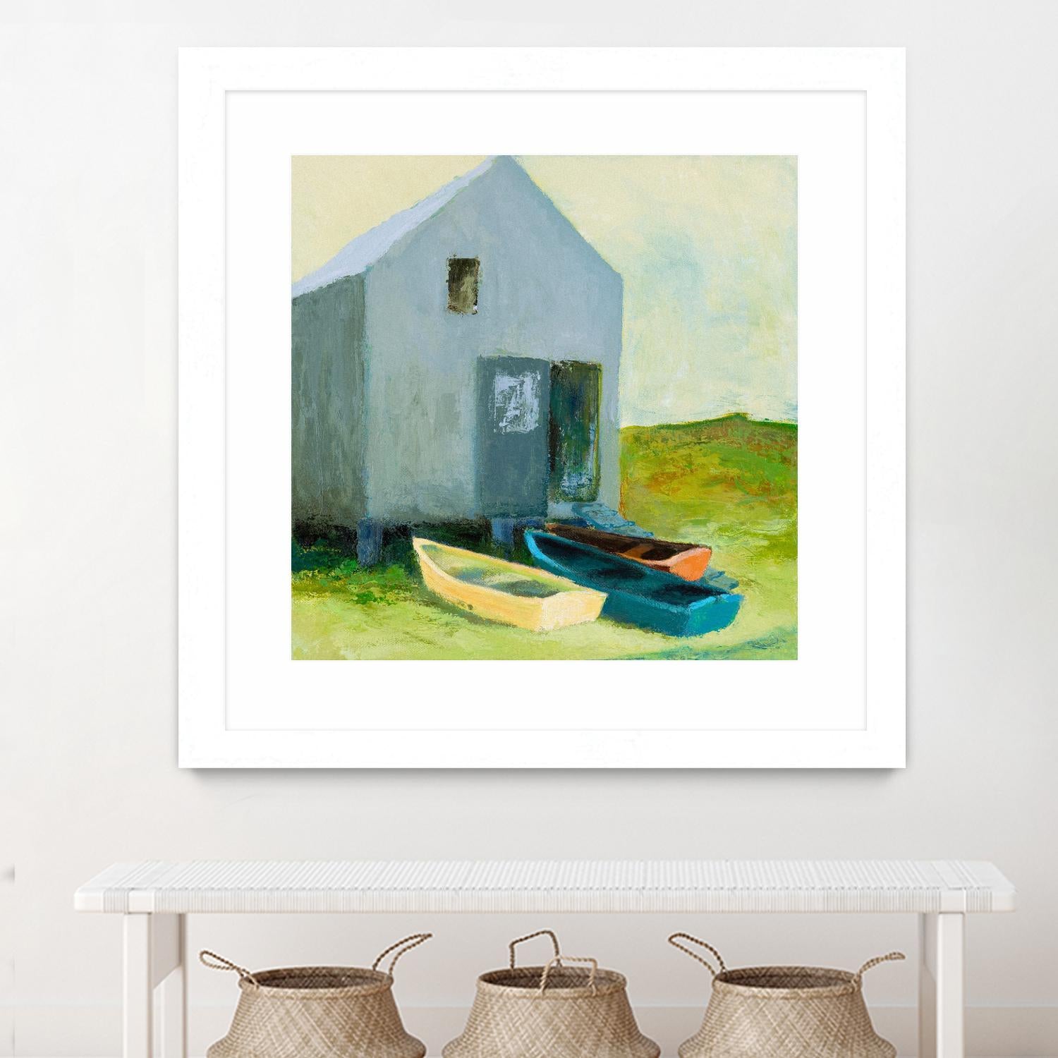 Boat House by Martha Wakefield on GIANT ART - black,white coastal, contemporary, boats