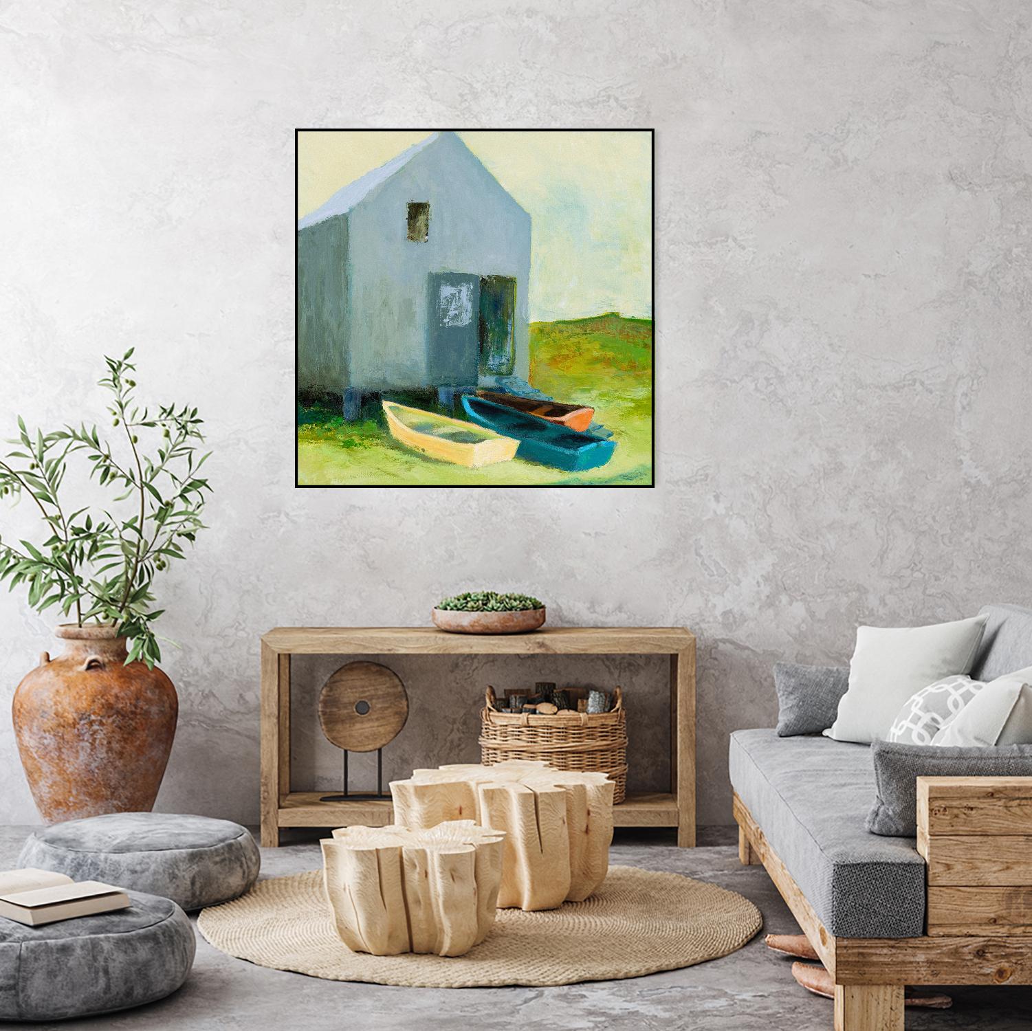 Boat House by Martha Wakefield on GIANT ART - black,white coastal, contemporary, boats