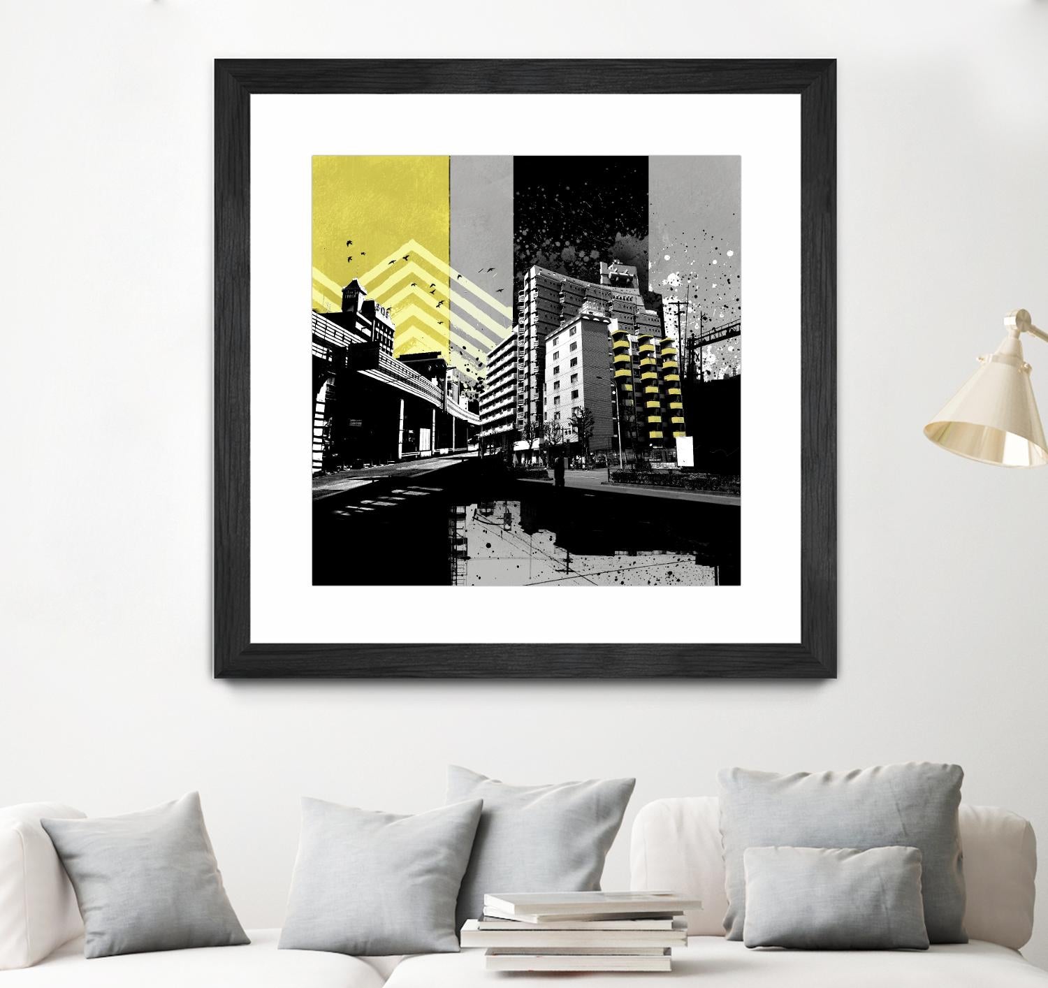 Triptych II by Elisabeth Brizzi on GIANT ART - yellow city scene