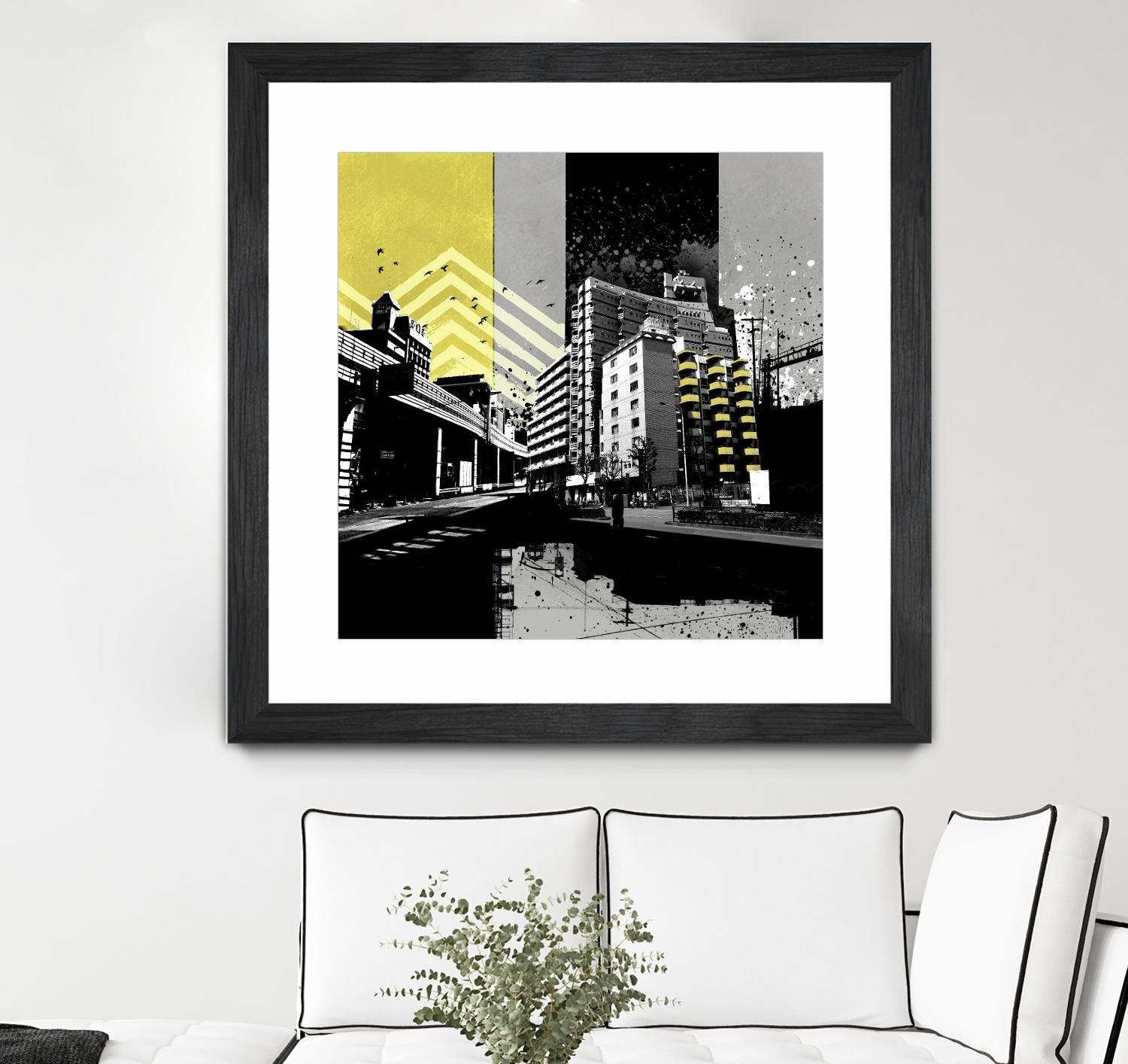 Triptych II by Elisabeth Brizzi on GIANT ART - yellow city scene