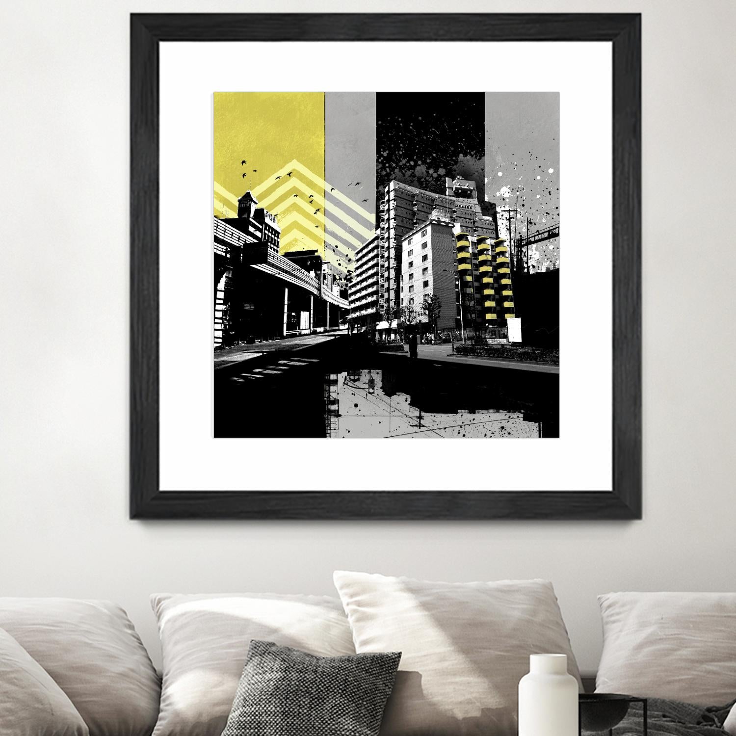 Triptych II by Elisabeth Brizzi on GIANT ART - yellow city scene