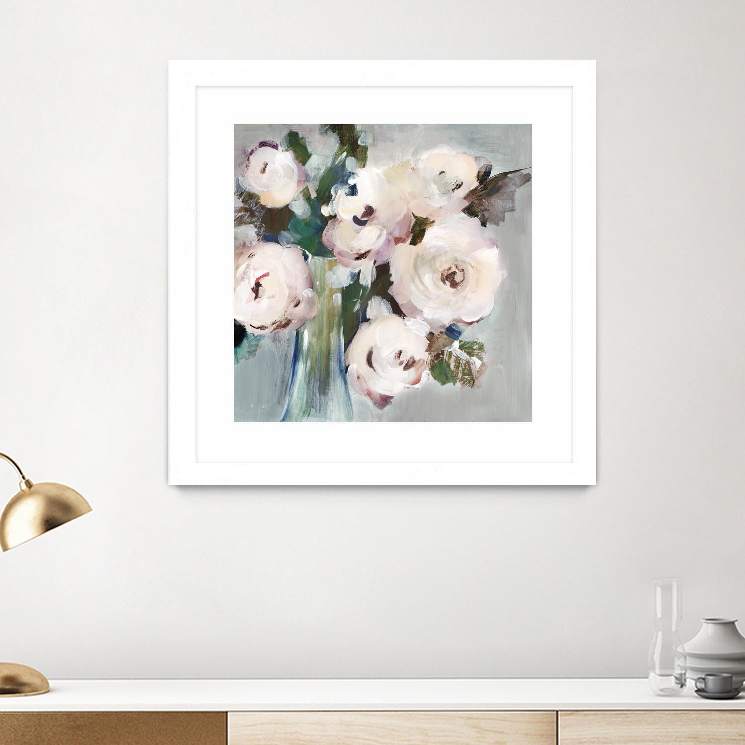 Pale Pink Bouquet I by Valeria Mravyan on GIANT ART - grey floral