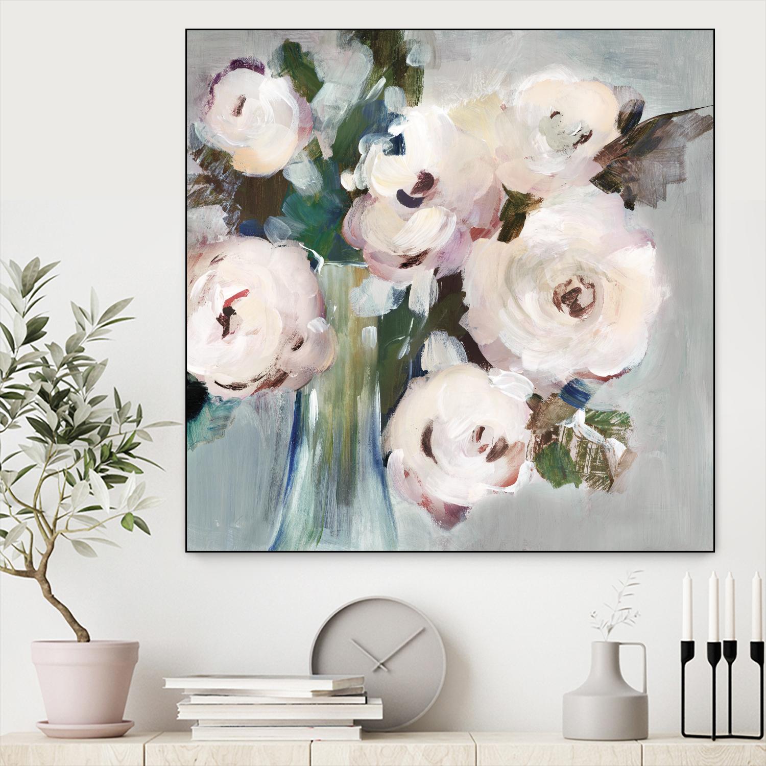 Pale Pink Bouquet I by Valeria Mravyan on GIANT ART - grey floral