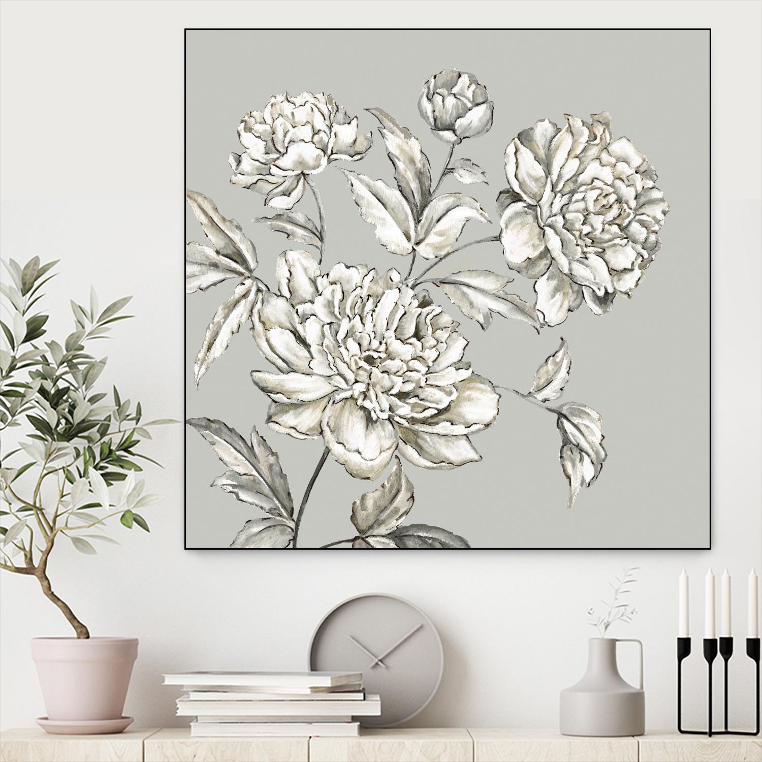 Botany I by Eva Watts on GIANT ART - beige floral