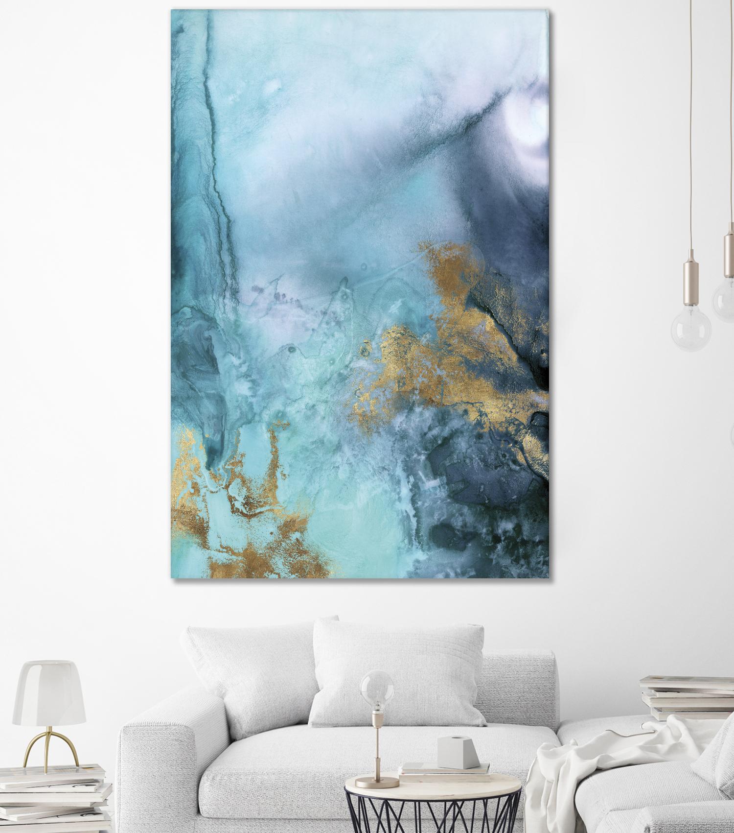 Gold Under the Sea I by Eva Watts on GIANT ART - blue abstract