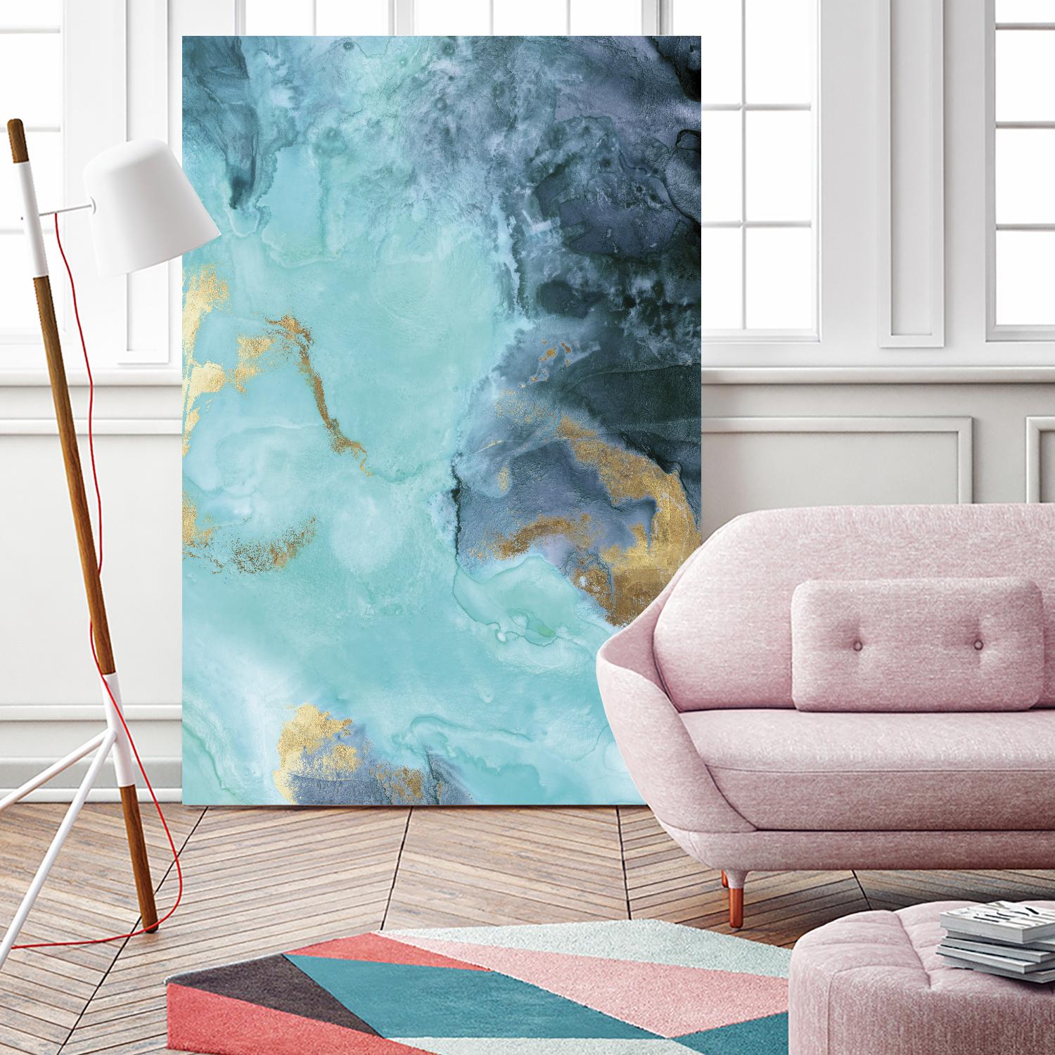 Gold Under the Sea II by Eva Watts on GIANT ART - blue abstract