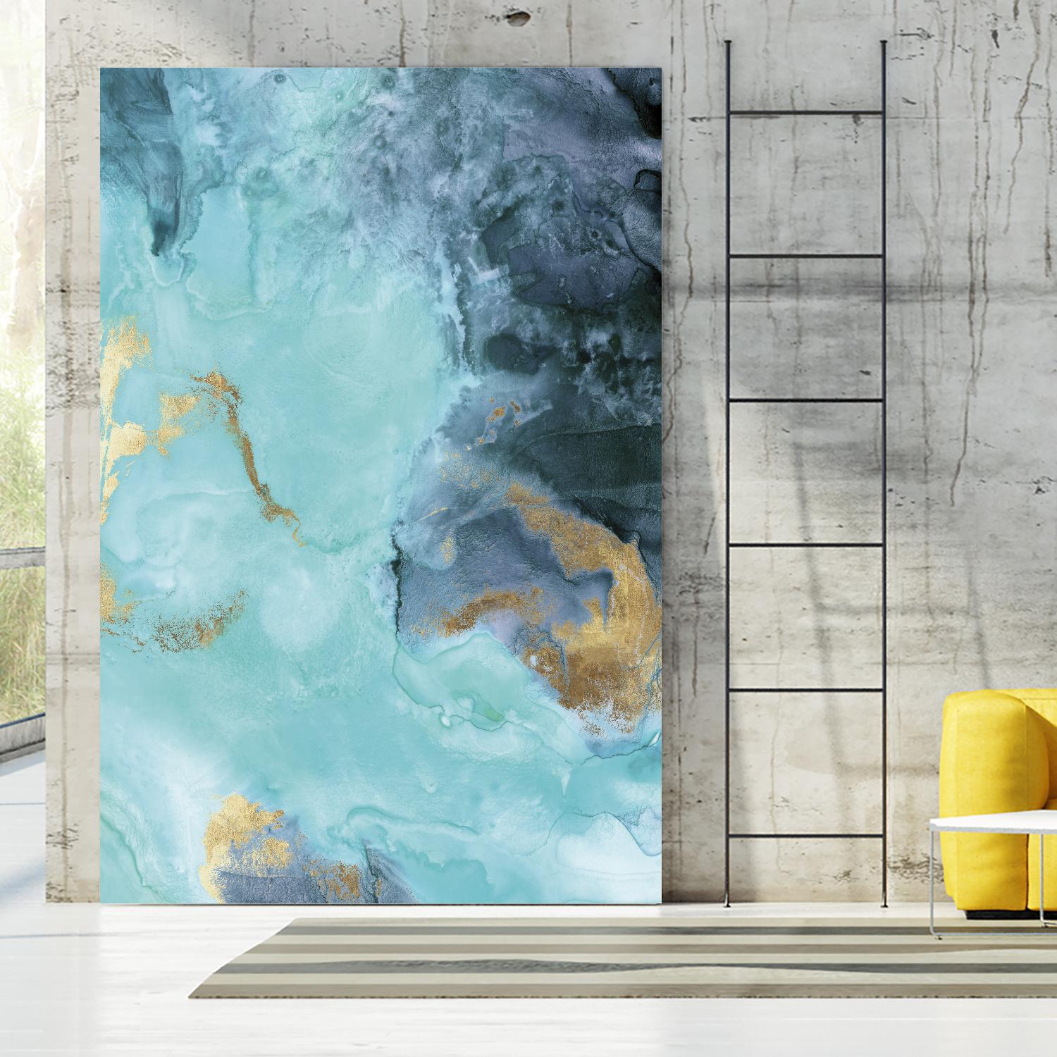 Gold Under the Sea II by Eva Watts on GIANT ART - blue abstract