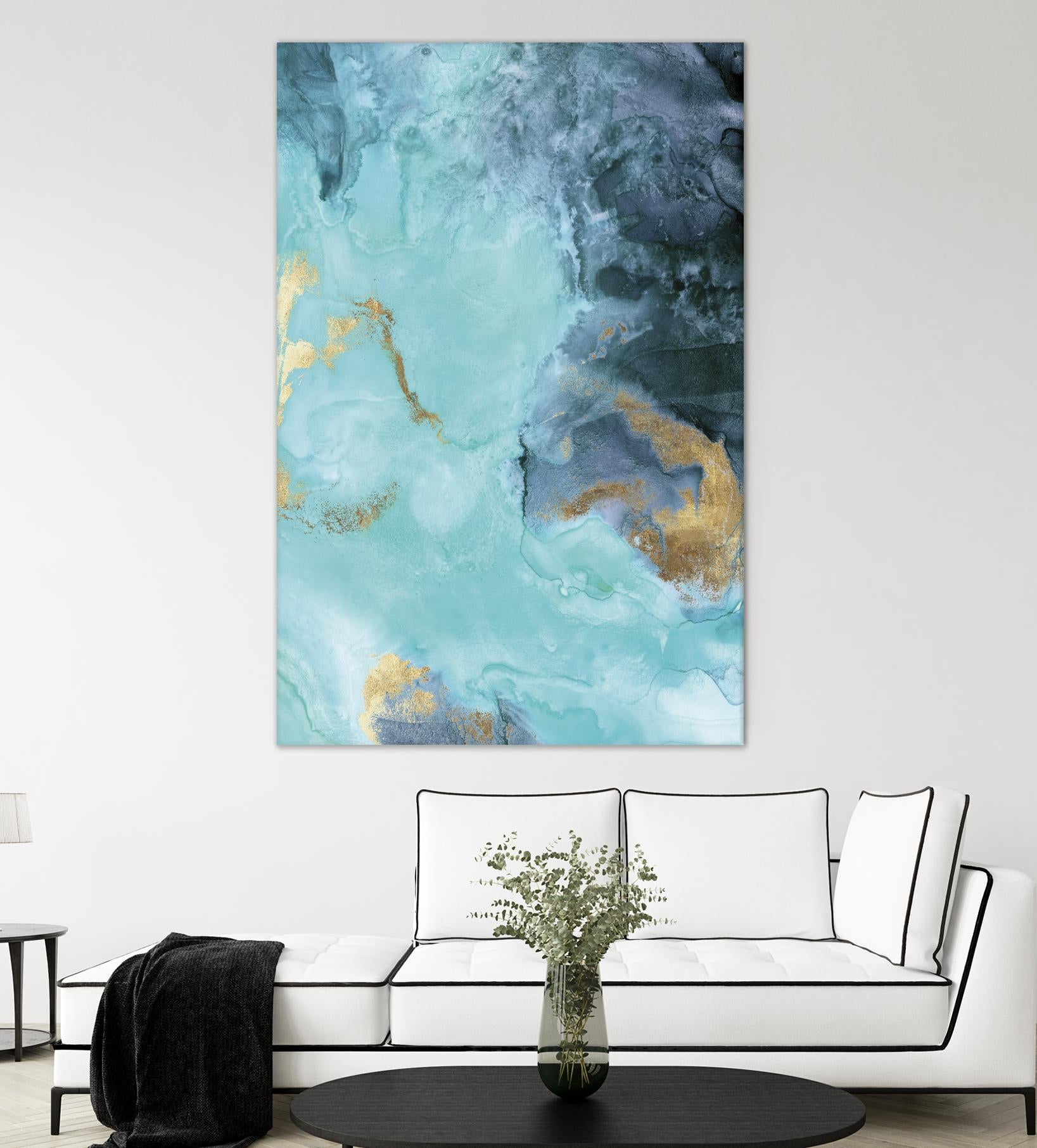 Gold Under the Sea II by Eva Watts on GIANT ART - blue abstract