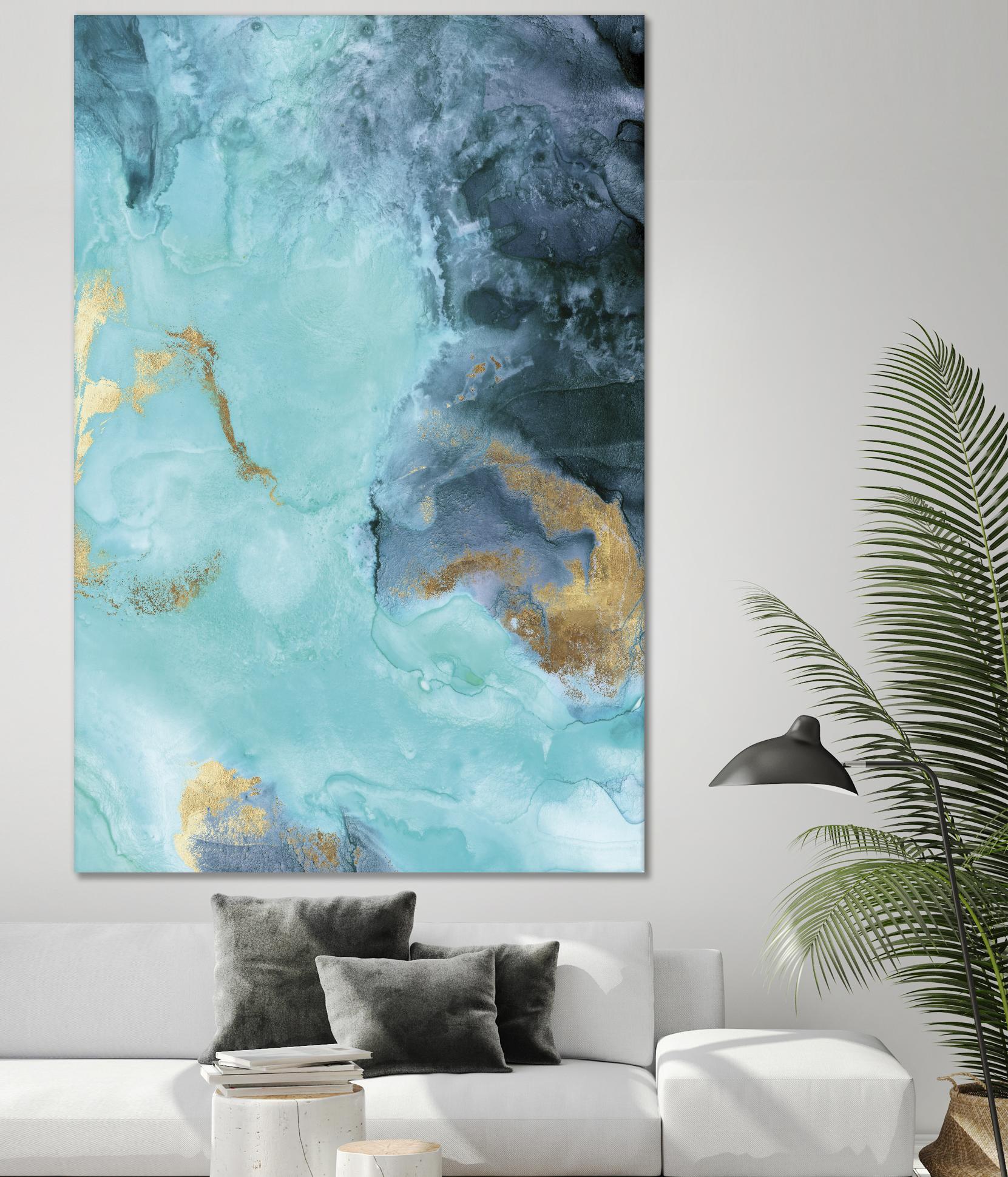 Gold Under the Sea II by Eva Watts on GIANT ART - blue abstract