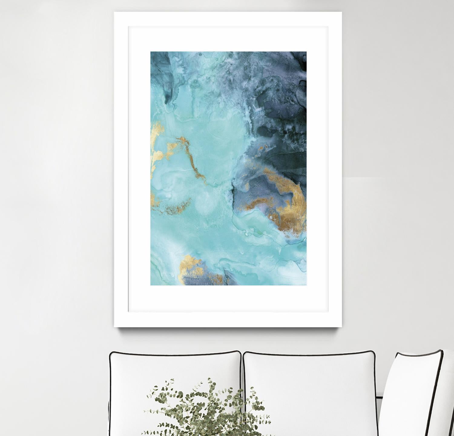 Gold Under the Sea II by Eva Watts on GIANT ART - blue abstract