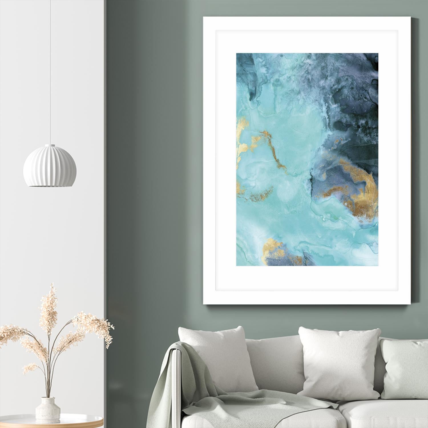 Gold Under the Sea II by Eva Watts on GIANT ART - blue abstract