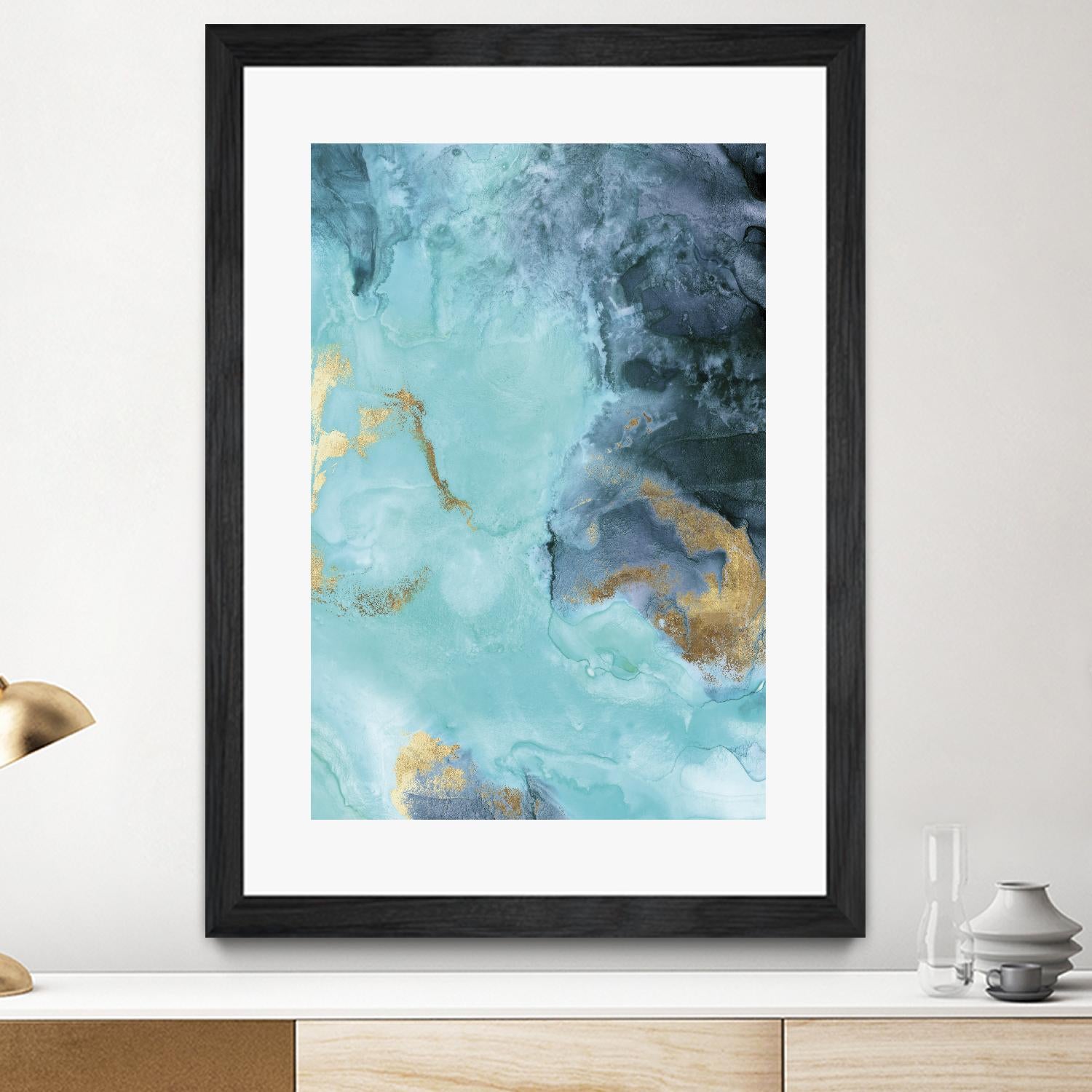 Gold Under the Sea II by Eva Watts on GIANT ART - blue abstract