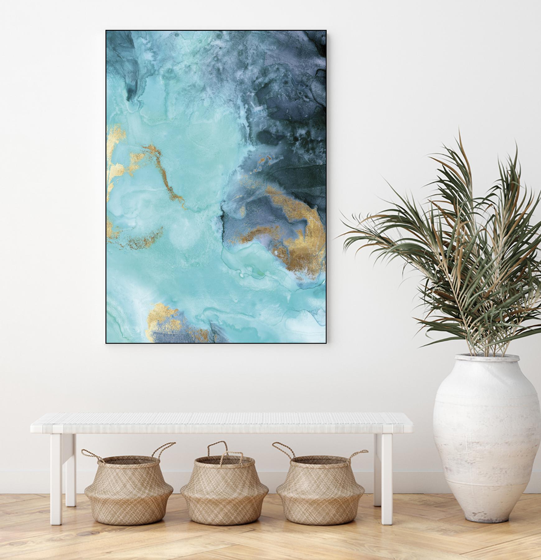 Gold Under the Sea II by Eva Watts on GIANT ART - blue abstract