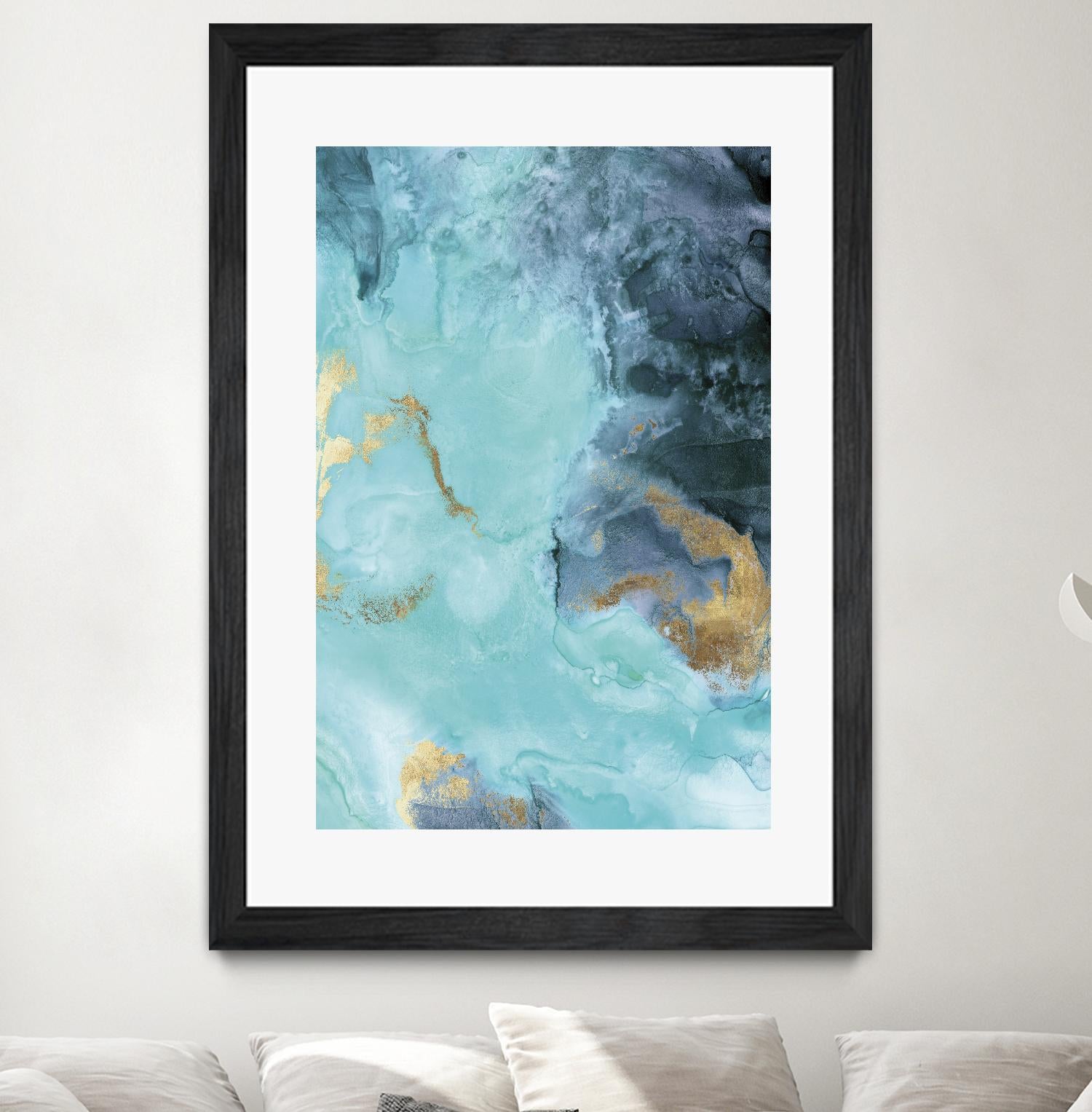 Gold Under the Sea II by Eva Watts on GIANT ART - blue abstract