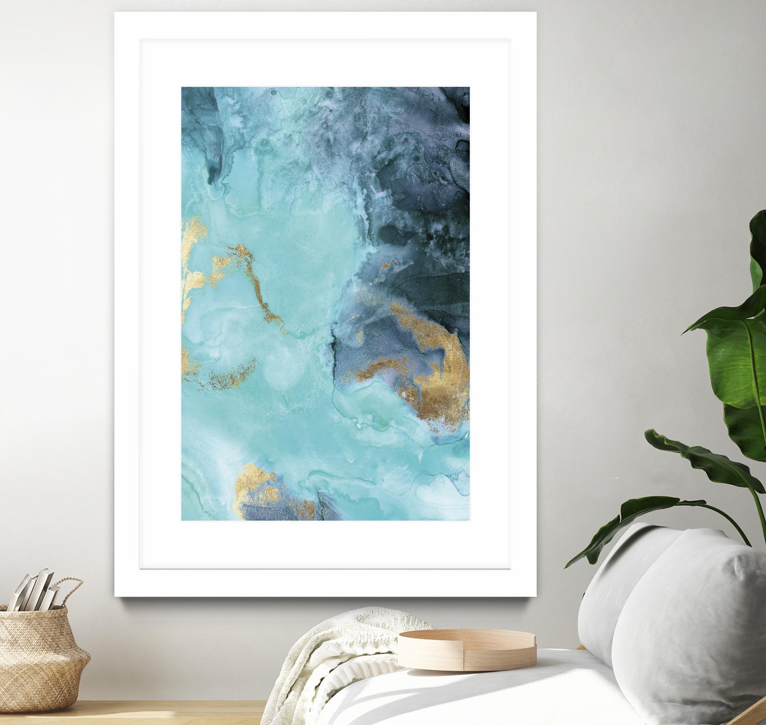 Gold Under the Sea II by Eva Watts on GIANT ART - blue abstract