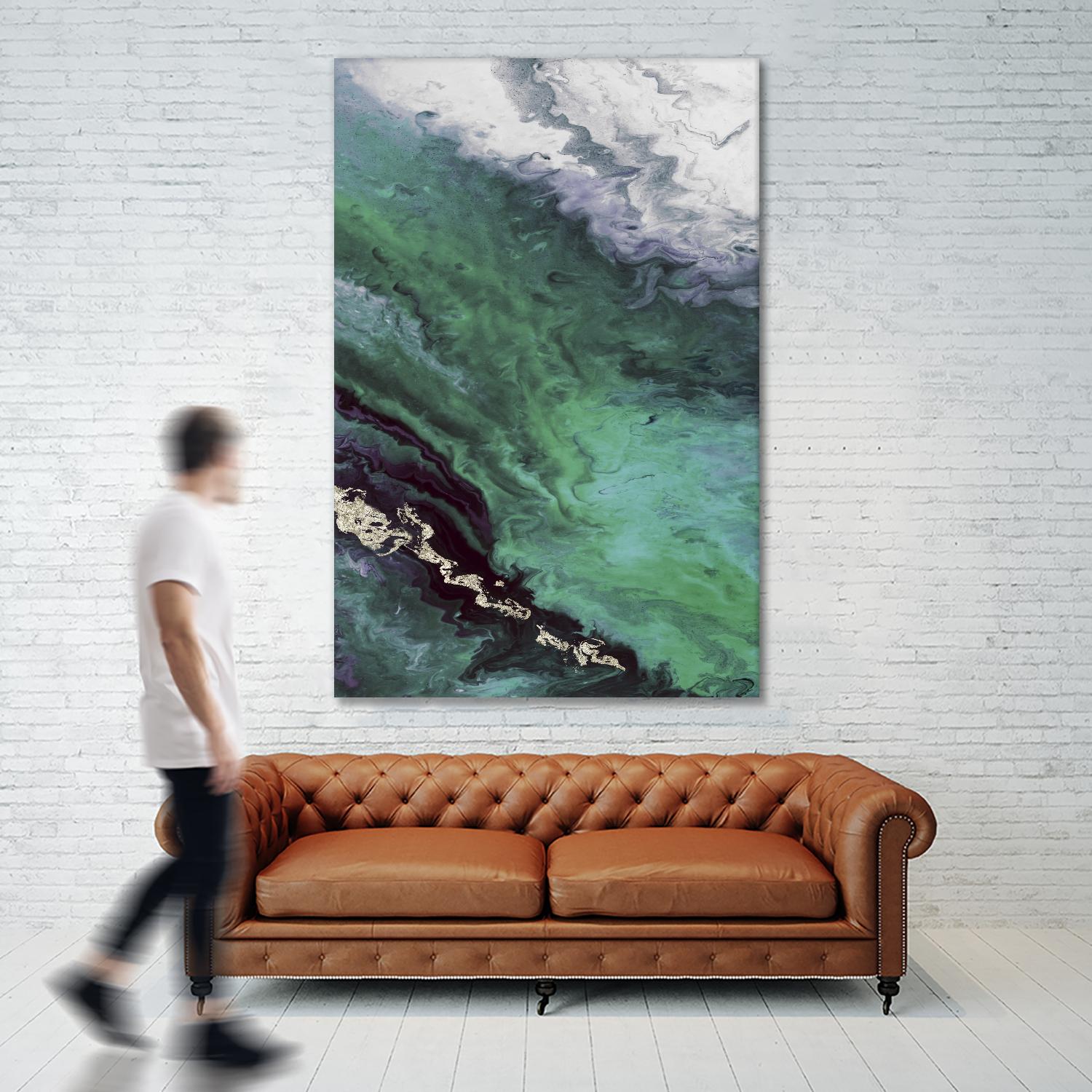 Green Shore Line From Above by Eva Watts on GIANT ART - white abstract