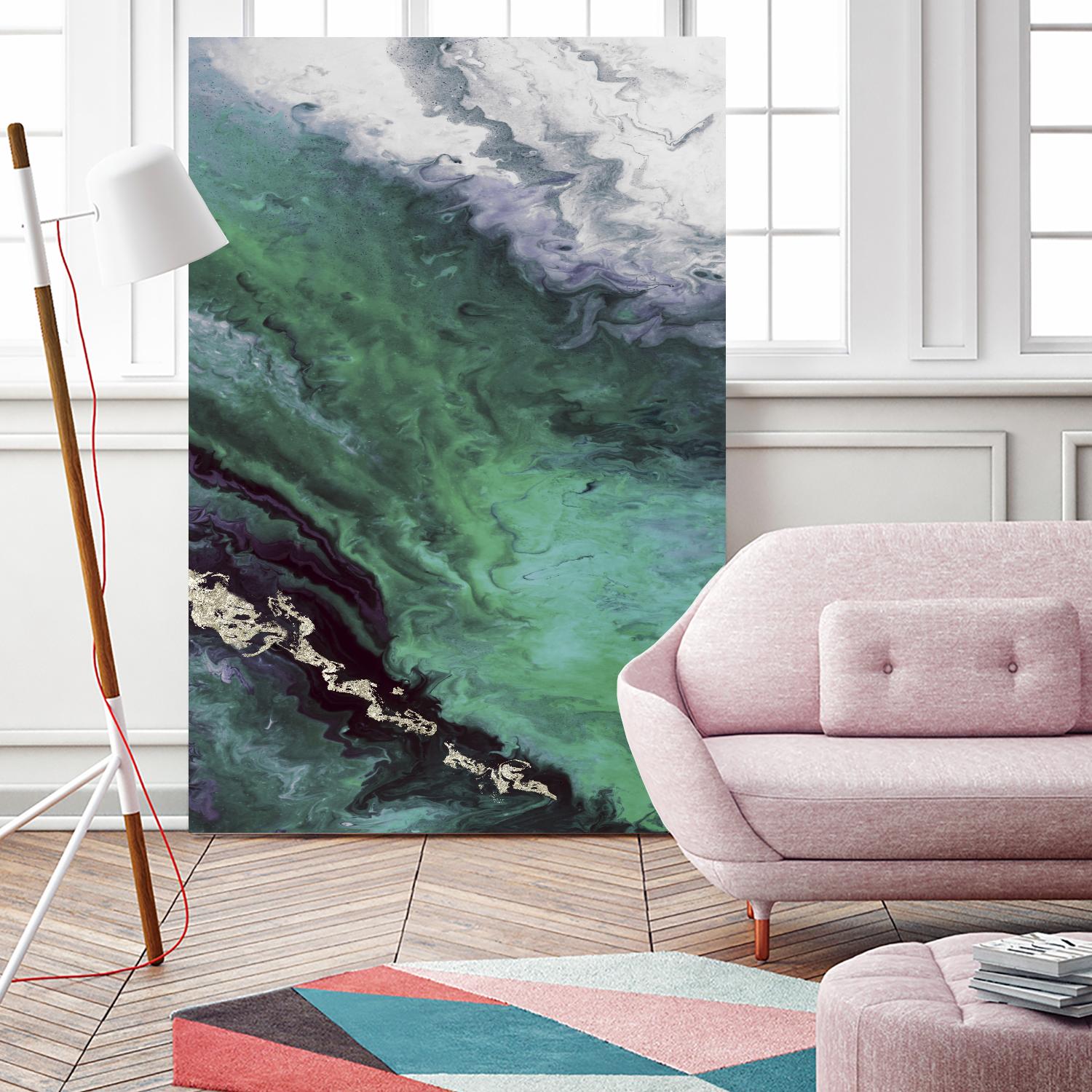 Green Shore Line From Above by Eva Watts on GIANT ART - white abstract