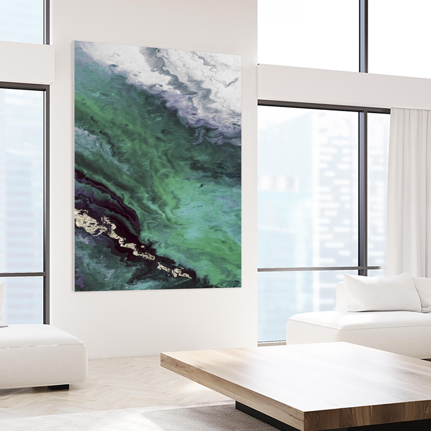Green Shore Line From Above by Eva Watts on GIANT ART - white abstract