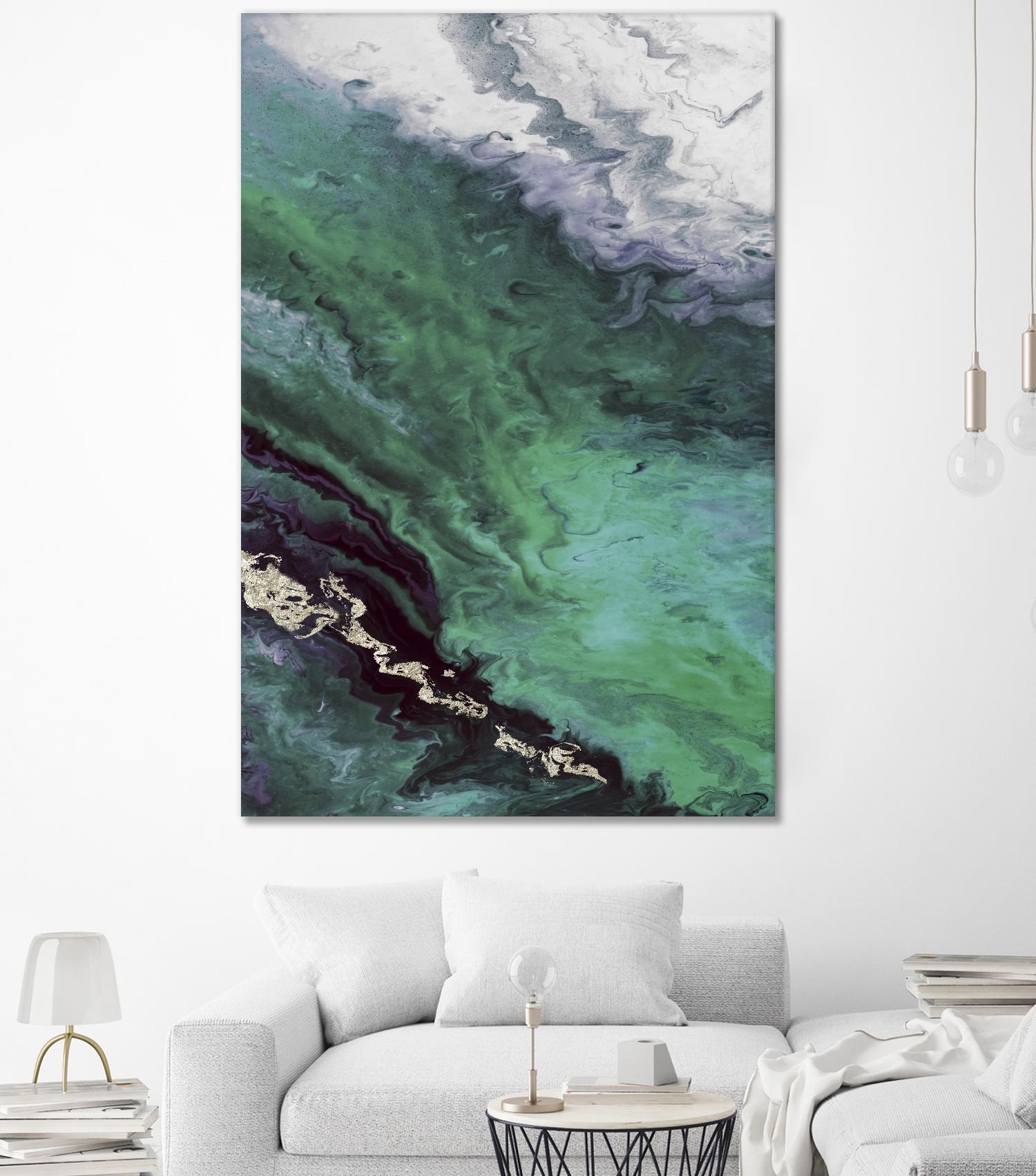 Green Shore Line From Above by Eva Watts on GIANT ART - white abstract