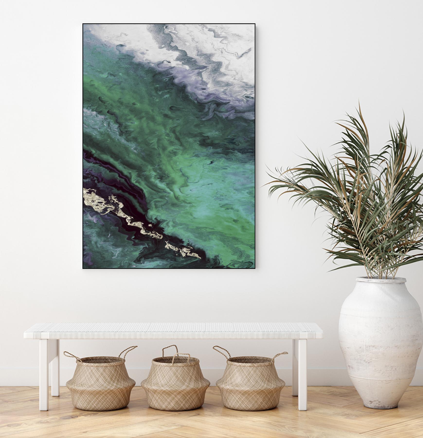 Green Shore Line From Above by Eva Watts on GIANT ART - white abstract