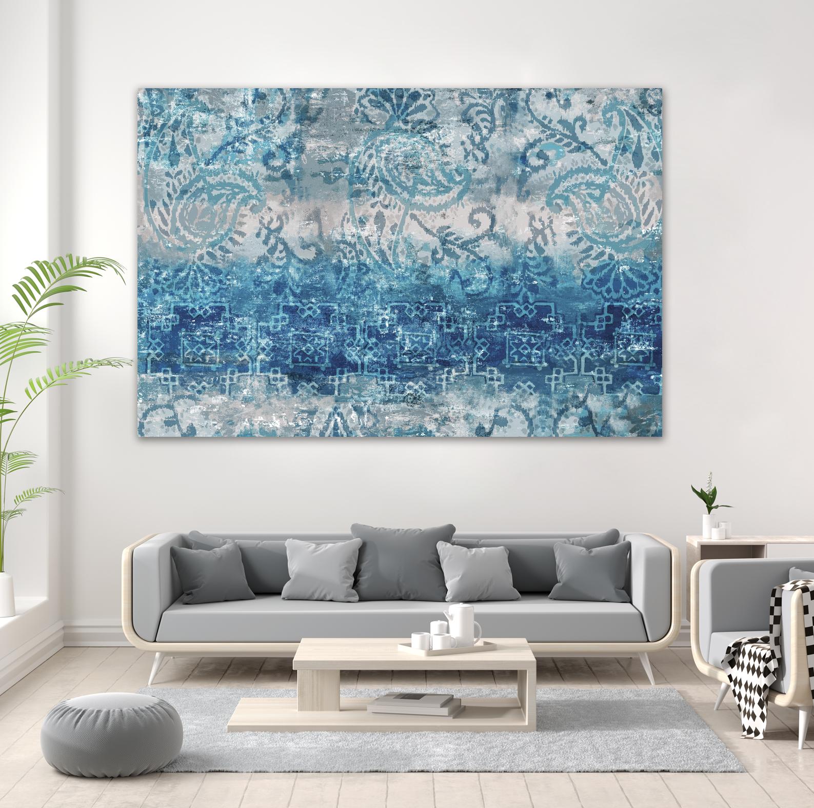 Blue Abstract Elegance II by Eva Watts on GIANT ART - white abstract