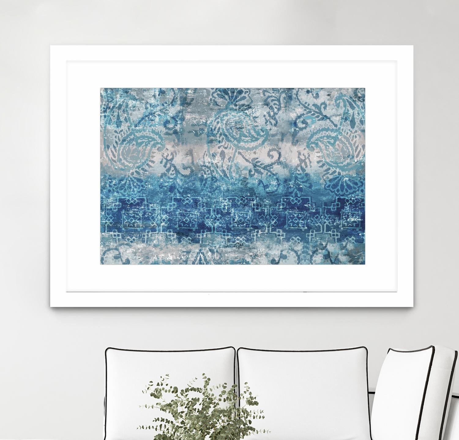 Blue Abstract Elegance II by Eva Watts on GIANT ART - white abstract