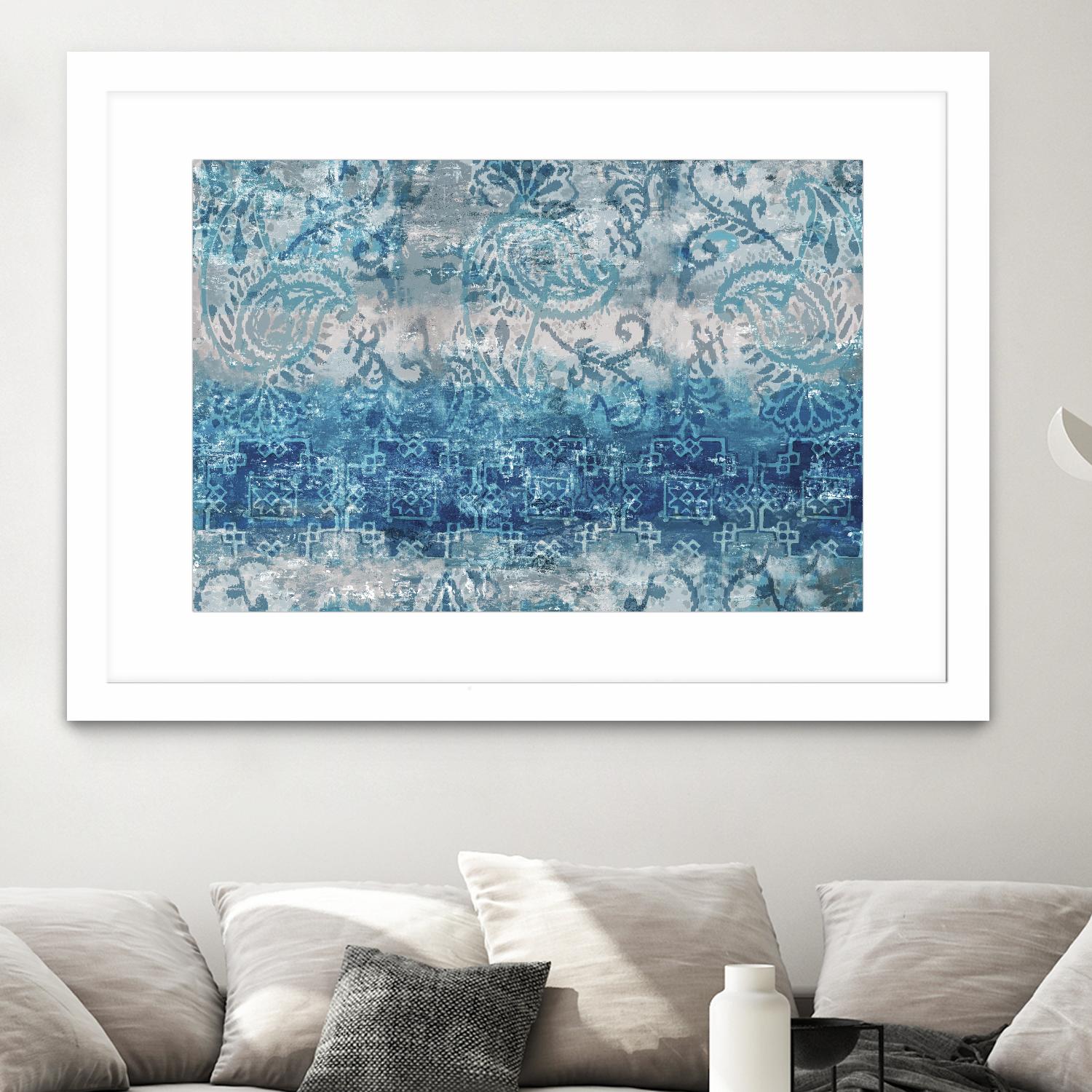 Blue Abstract Elegance II by Eva Watts on GIANT ART - white abstract