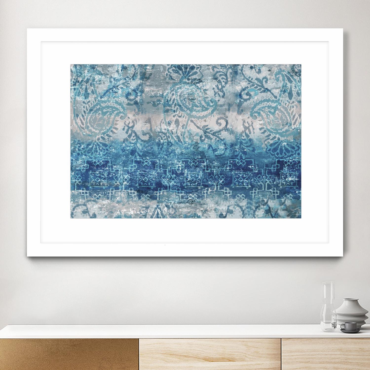 Blue Abstract Elegance II by Eva Watts on GIANT ART - white abstract