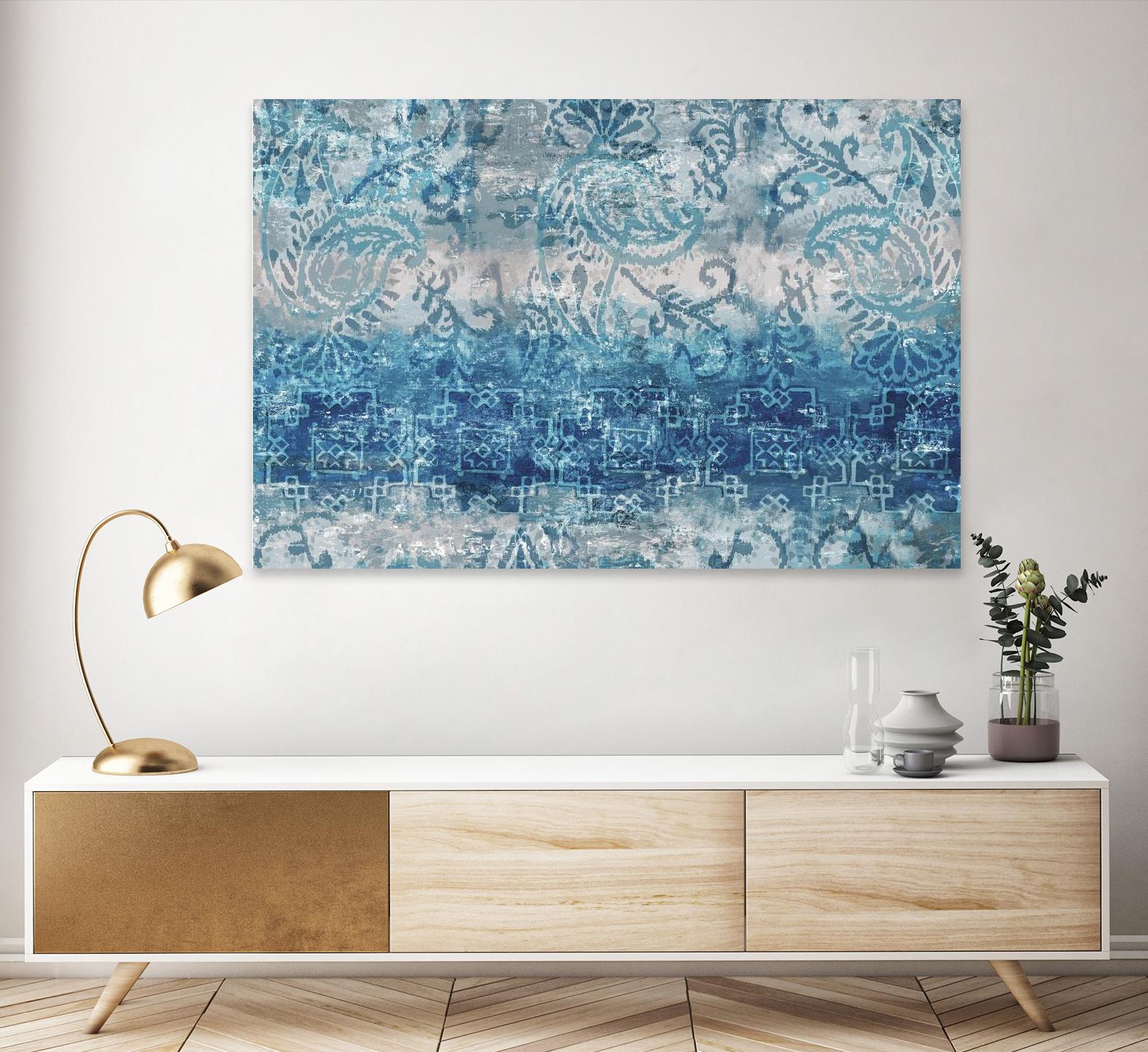 Blue Abstract Elegance II by Eva Watts on GIANT ART - white abstract