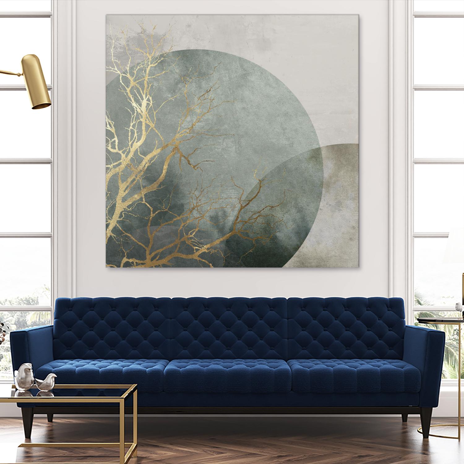 Mid Night I by Eva Watts on GIANT ART - gold trees