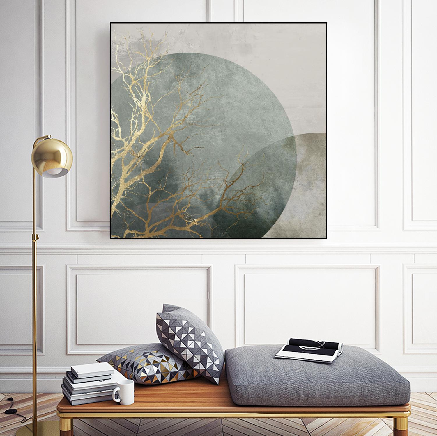 Mid Night I by Eva Watts on GIANT ART - gold trees