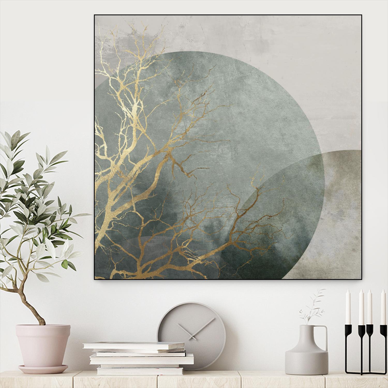 Mid Night I by Eva Watts on GIANT ART - gold trees