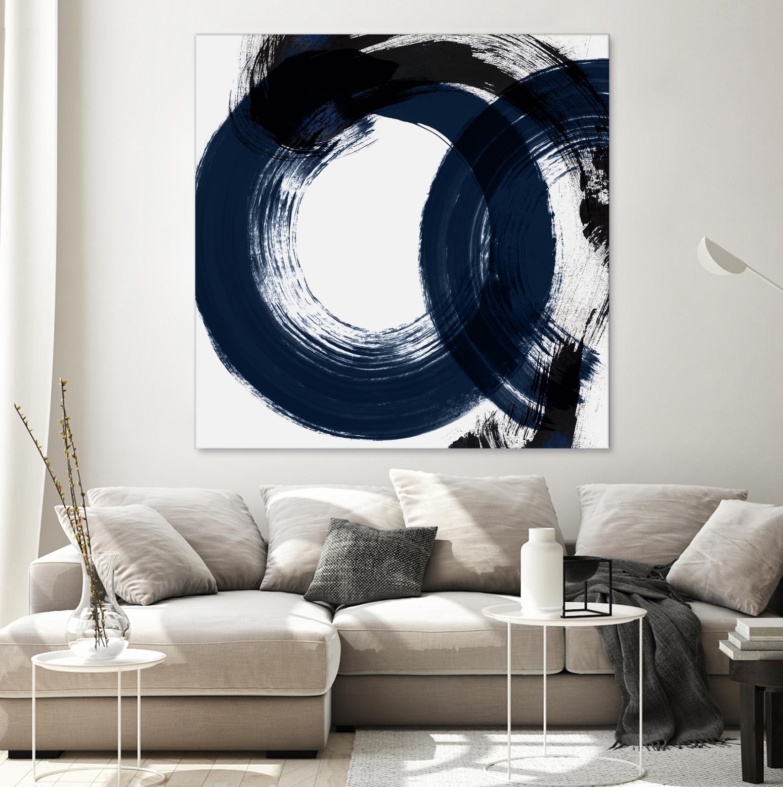 Deep Eternity by Isabelle Z on GIANT ART - blue black & white round