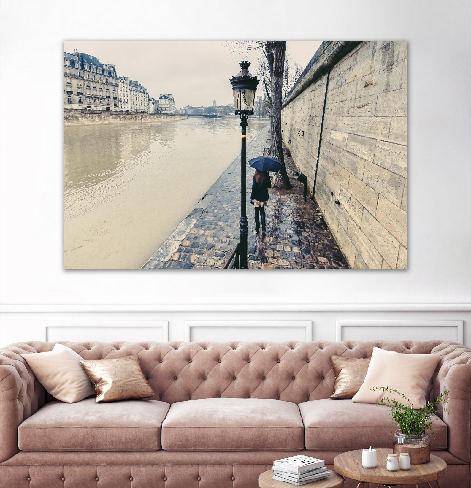 The Girl on the Seine River by Guilliame Gaudet on GIANT ART - grey city scene