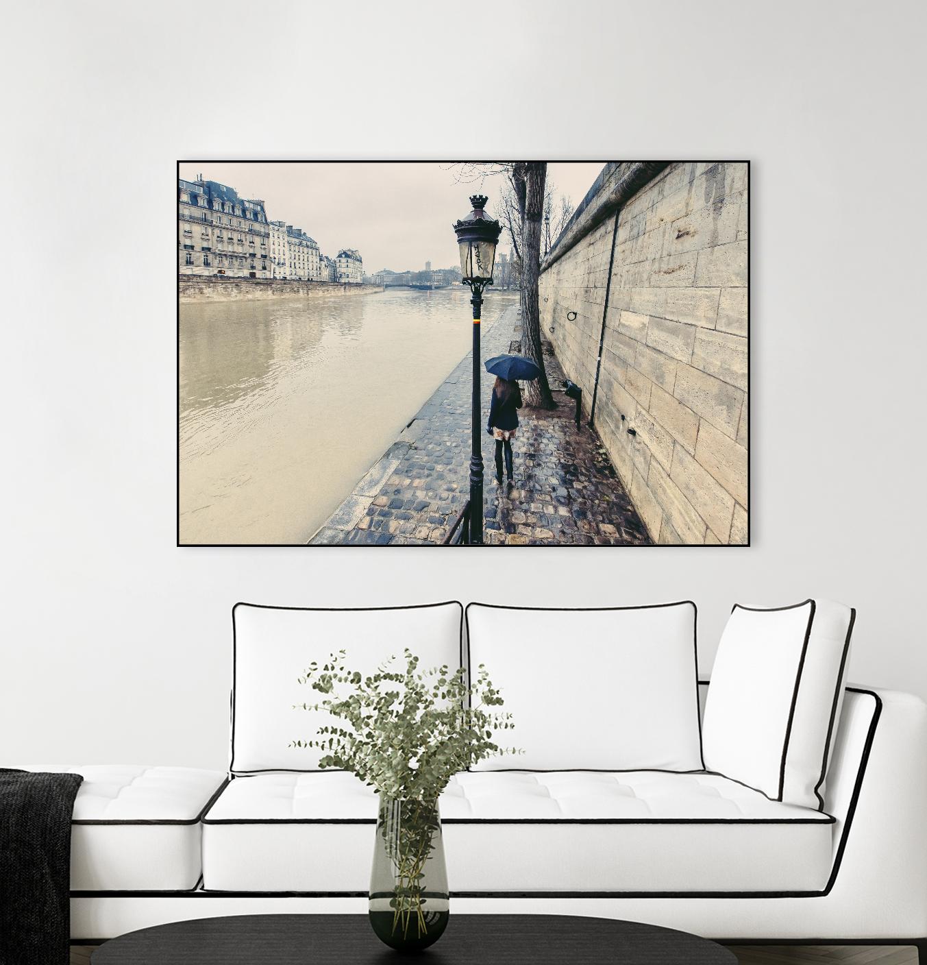 The Girl on the Seine River by Guilliame Gaudet on GIANT ART - grey city scene